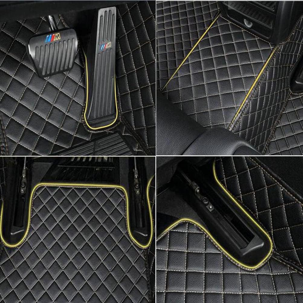 TAHALICustom Colors Car Floor Mats Black Pink for 99.9% Sedan SUV Sports， All-Weather Liners Car Floor mat，Luxury Leather Automotive Floor Mats (Black Yellow mats,3D Floor Mats)