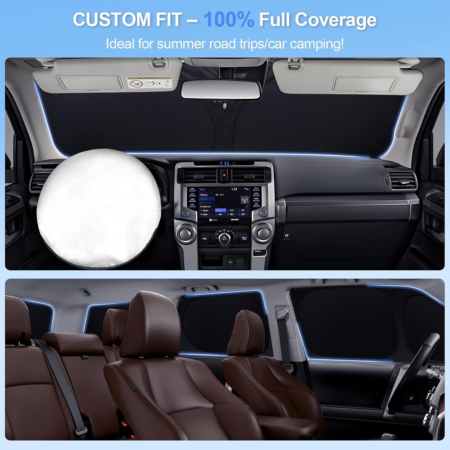 8pcs Car Window Shades for Nissan Rogue 2014-2020 Accessories,Windshield Side Rear Full Sunshade,Sun Visor UV Blocking, Privacy Protection for Camping Outdoor(Not Sport&2021 3rd Gen.T33)