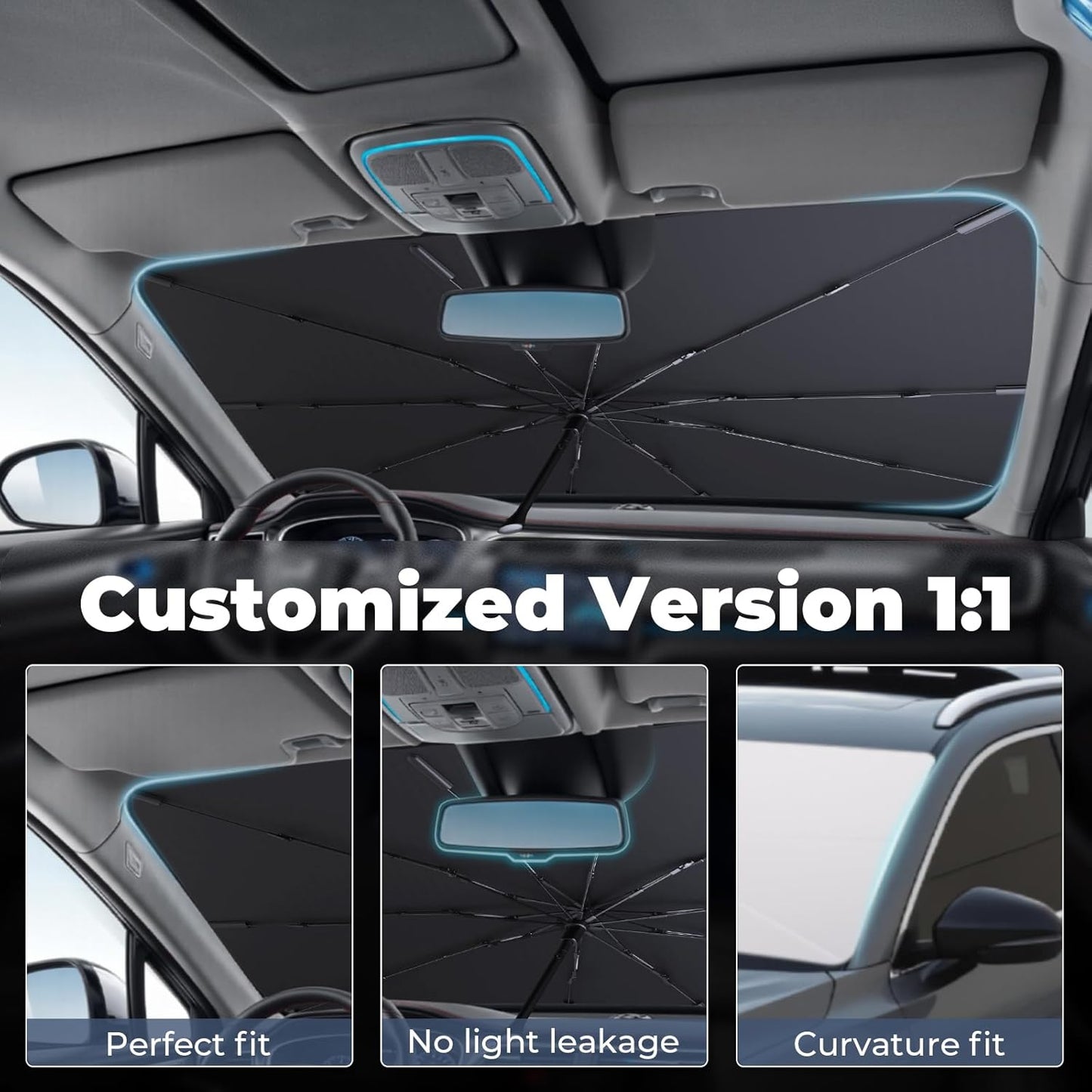 Windshield Sun Shade Umbrella: Custom Fit for Toyota-Corolla-2019-2023 2024 2025- Corolla (Not for Corolla Cross) Front Window Sunshade Heat Insulation - Shield UV and Heat