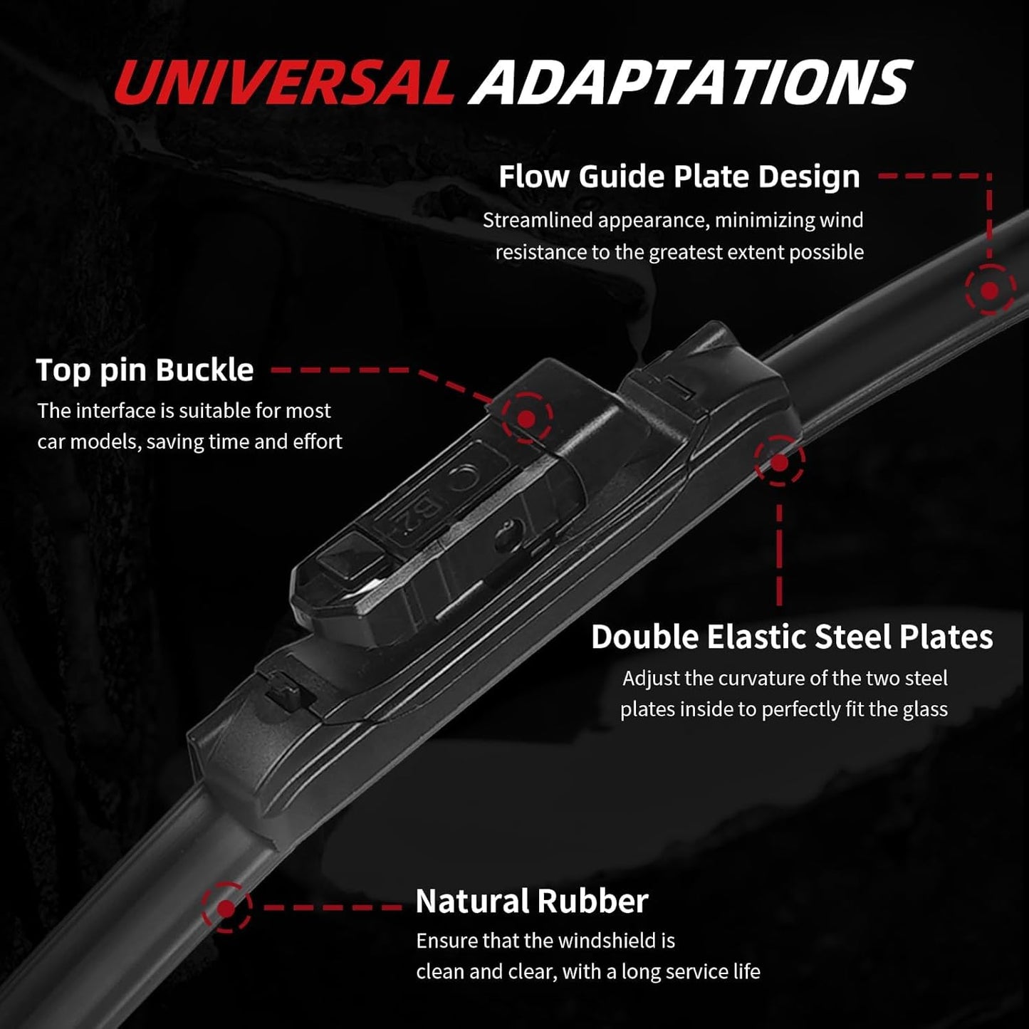 OTUAYAUTO Premium Windshield Wiper Blades - Replacement for Volvo XC90 2016-2022 - Precision Fit, All-Weather Performance, Front and Rear Wiper Blades, Top Lock - 24"+20"+14" (Pack of 3)