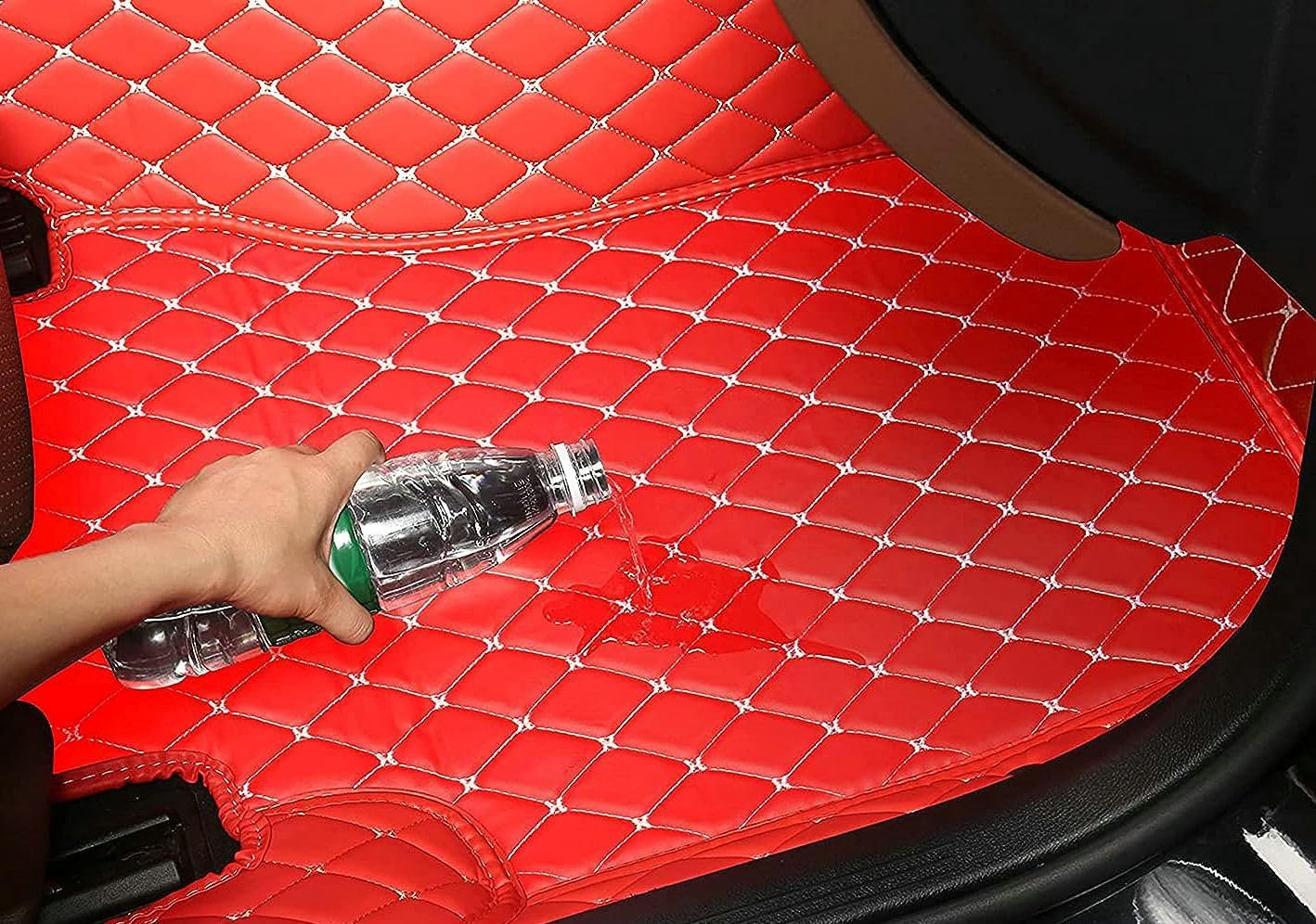 Custom Artificial Leather Waterproof All-Weather Car Floor Mats Fit for 99% Sedan SUV Sports Car Vehicle Car Mat (Orange Black Beige)