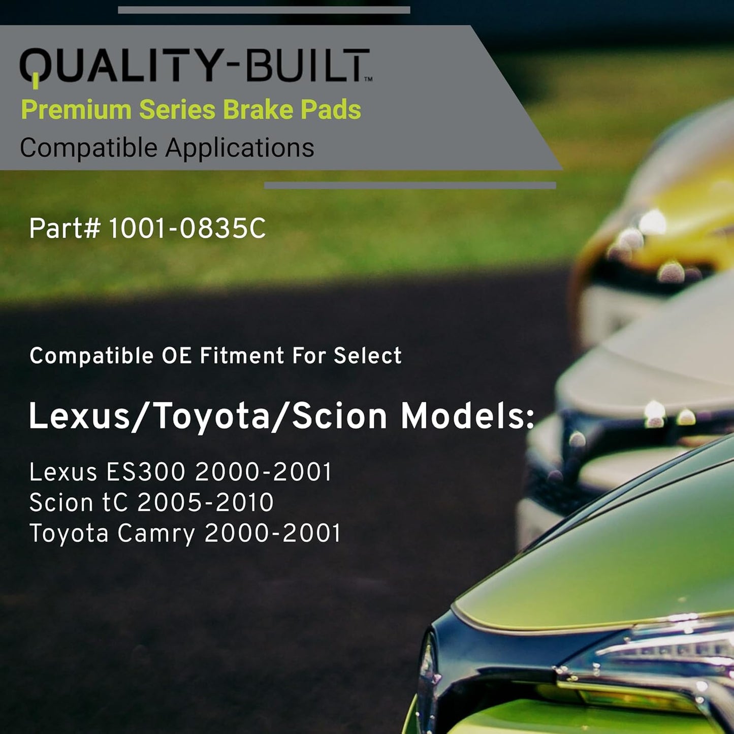 Premium Ceramic Rear Brake Pads (1001-0835C) Compatible with Lexus ES300 2000-2001, Scion tC 2005-2010, Toyota Camry 2000-2001