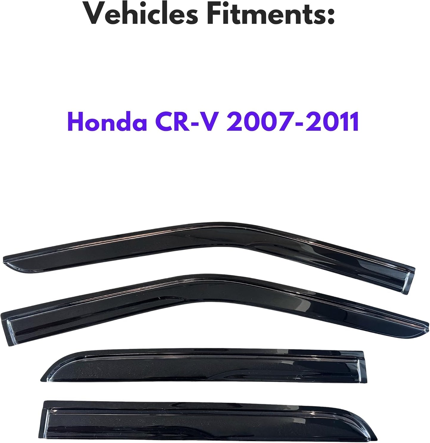 KPY Window Visor Compatible with Honda CR-V 2007-2011 (CRV), 4PC Rain Guard Side Window Vent Deflectors Tape-On Mugen Style, 2007 2008 2009 2010 2011