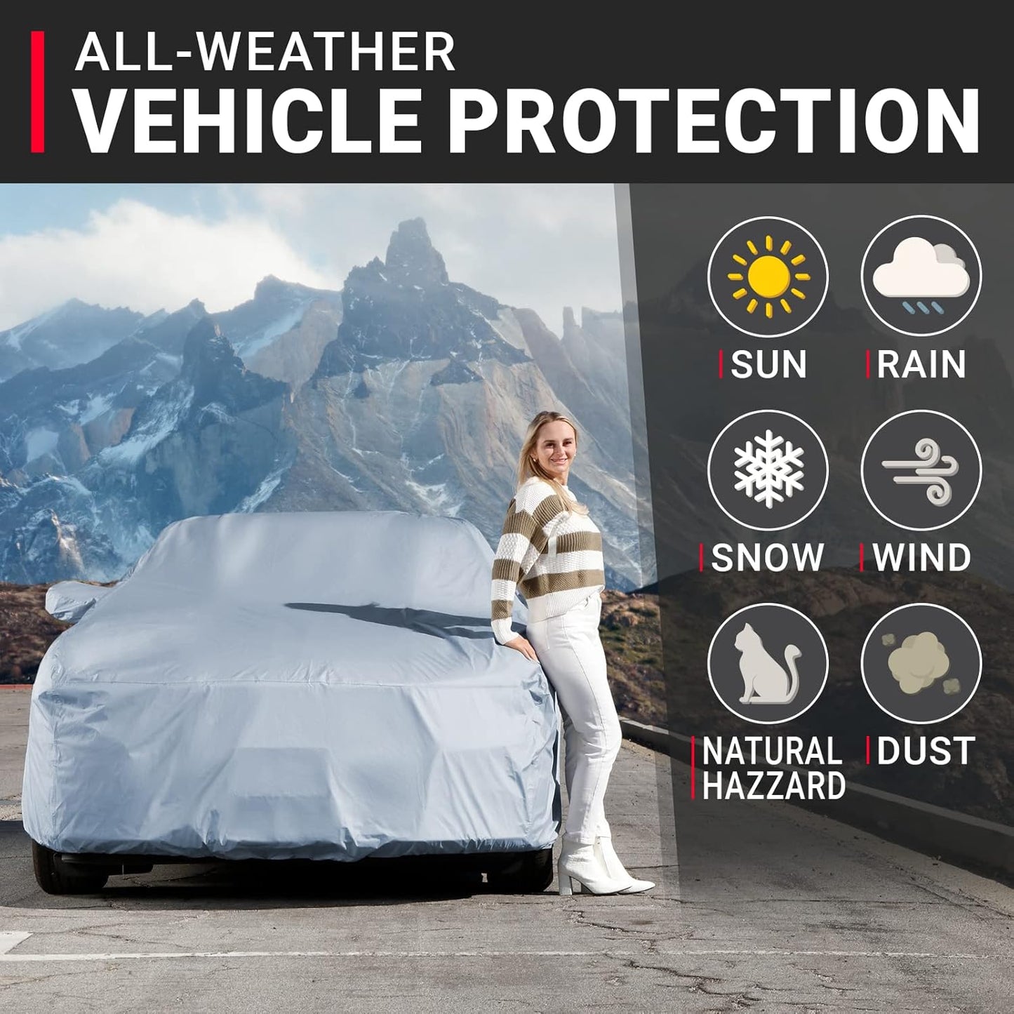 iCarCover Premium Car Cover for 2005-2010 Chevy Cobalt Heavy Duty Waterproof All Weather Automobiles Custom Fit Indoor Outdoor UV Snow Protection Covers with Straps and Bag