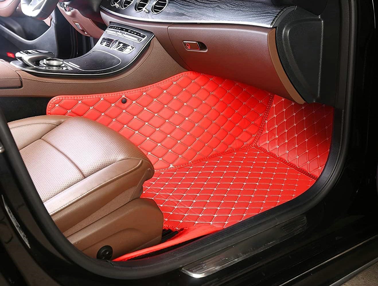 Custom Artificial Leather Waterproof All-Weather Car Floor Mats Fit for 99% Sedan SUV Sports Car Vehicle Car Mat (Yellow)