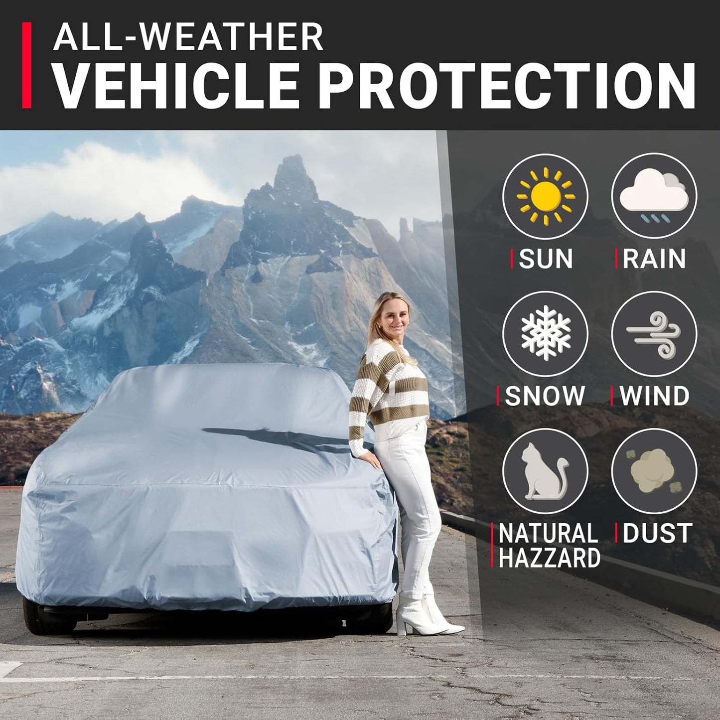 iCarCover Premium Car Cover for 1974-1981 Chevy Camaro Z28, Type LT Heavy Duty Waterproof All Weather Automobiles Custom Fit Indoor Outdoor UV Snow Protection Covers with Straps and Bag