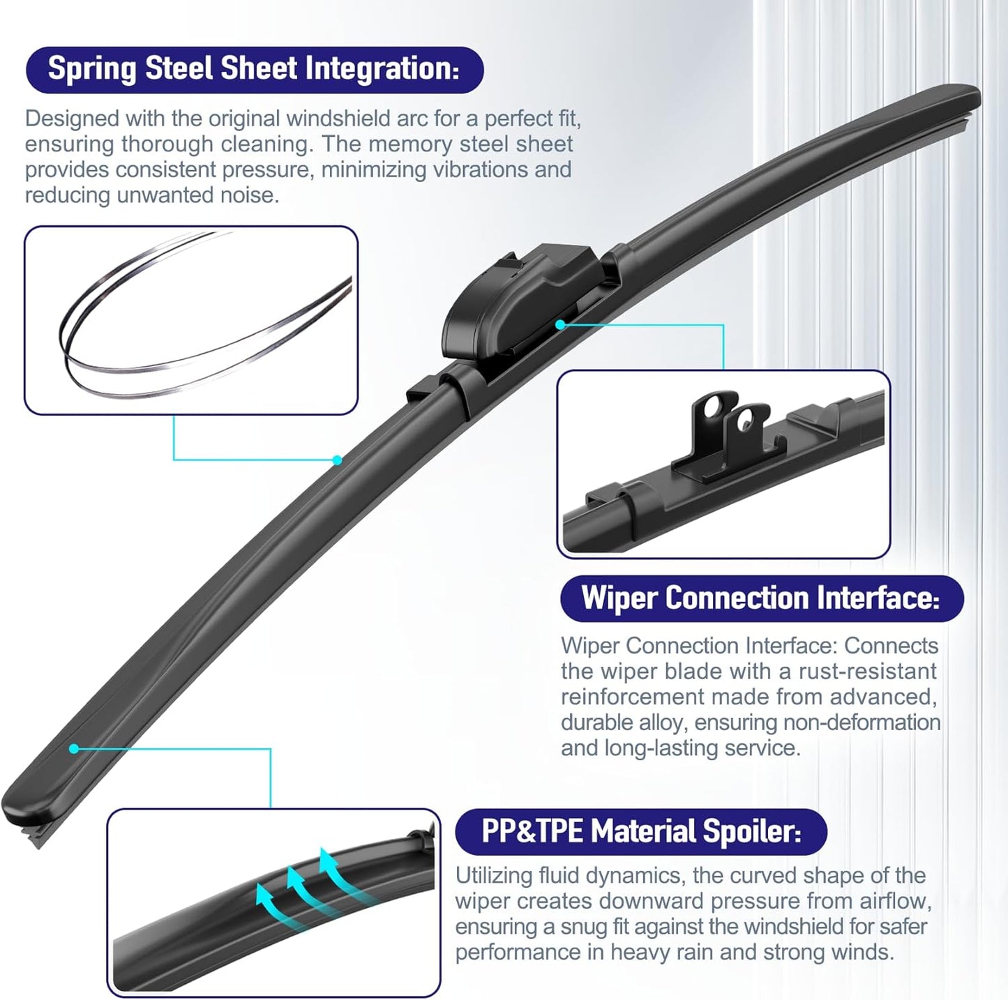 AJK Wiper Blades for Mazda CX-70 2025, 2 Piece All Weather OEM Quality Automotive Replacement Windshield Wiper Blades for My Car