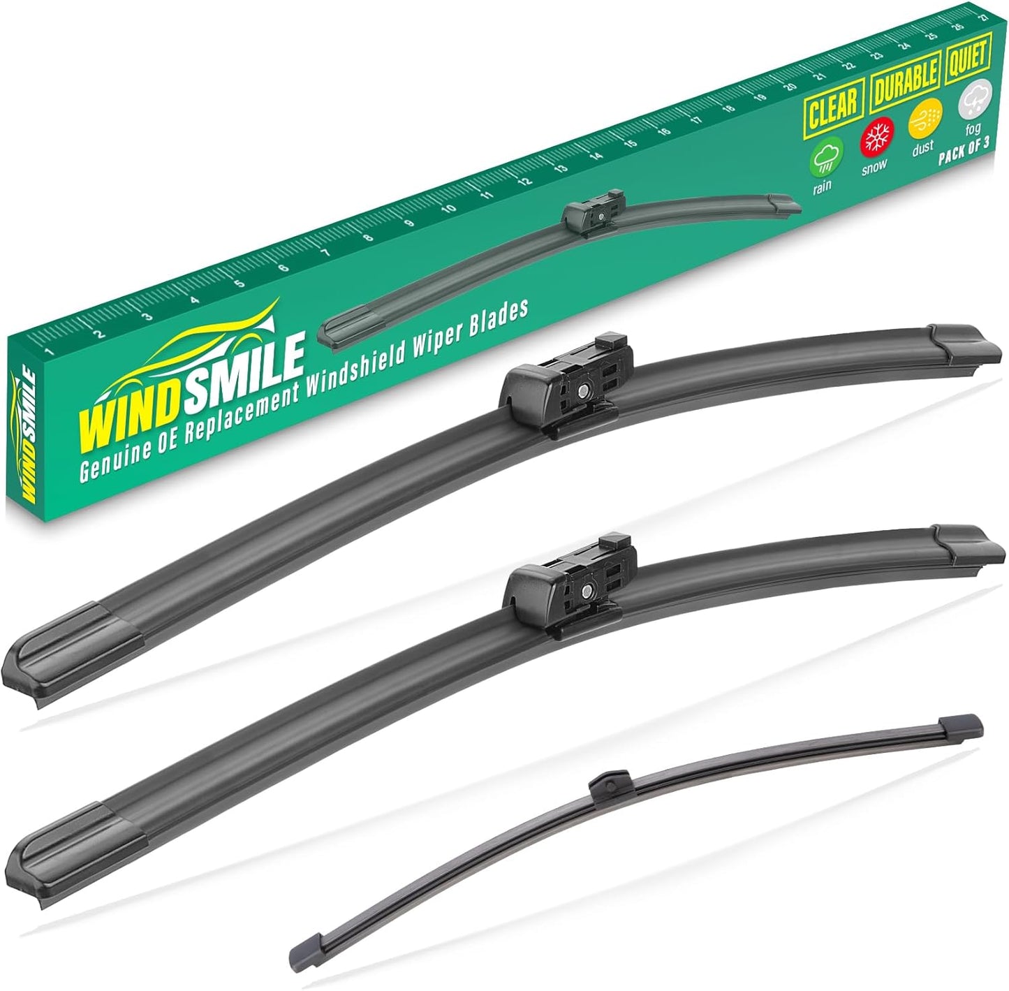 24" 20" 13" Windshield Wiper Blades Replacement for 2019-2024 Audi Q3 / 2009-2017 Audi Q5 SQ5 / 2017-2024 Porsche Panamera Premium All Weather Front Rear Wipers Set - OEM Quality (Pack of 3)