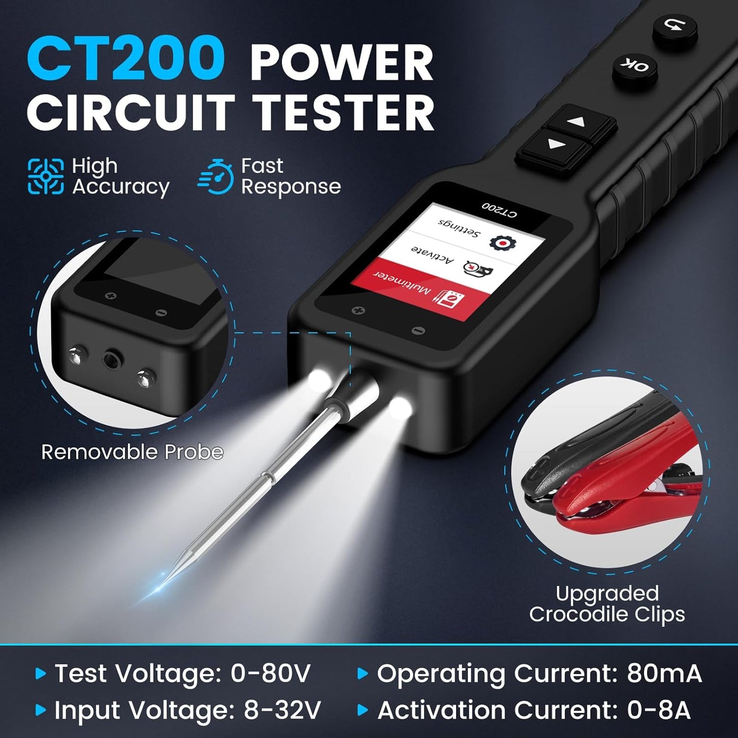 Automotive Circuit Tester, Power Circuit Probe Tool, 12-24V Electrical Short Open Breaker Circuit Finder, CT200 Auto Electrical Circuit Tester, Car Fuse Tester, Automotive Tool