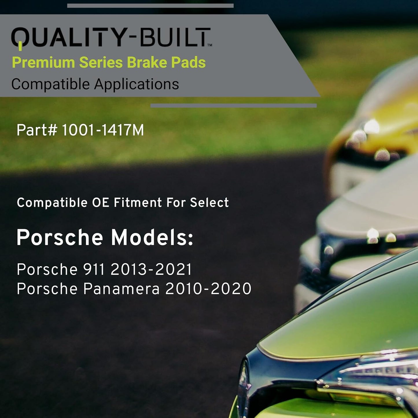 Premium Semi-Metallic Rear Brake Pads (1001-1417M) Compatible with Porsche 911 2013-2021, Porsche Panamera 2010-2020