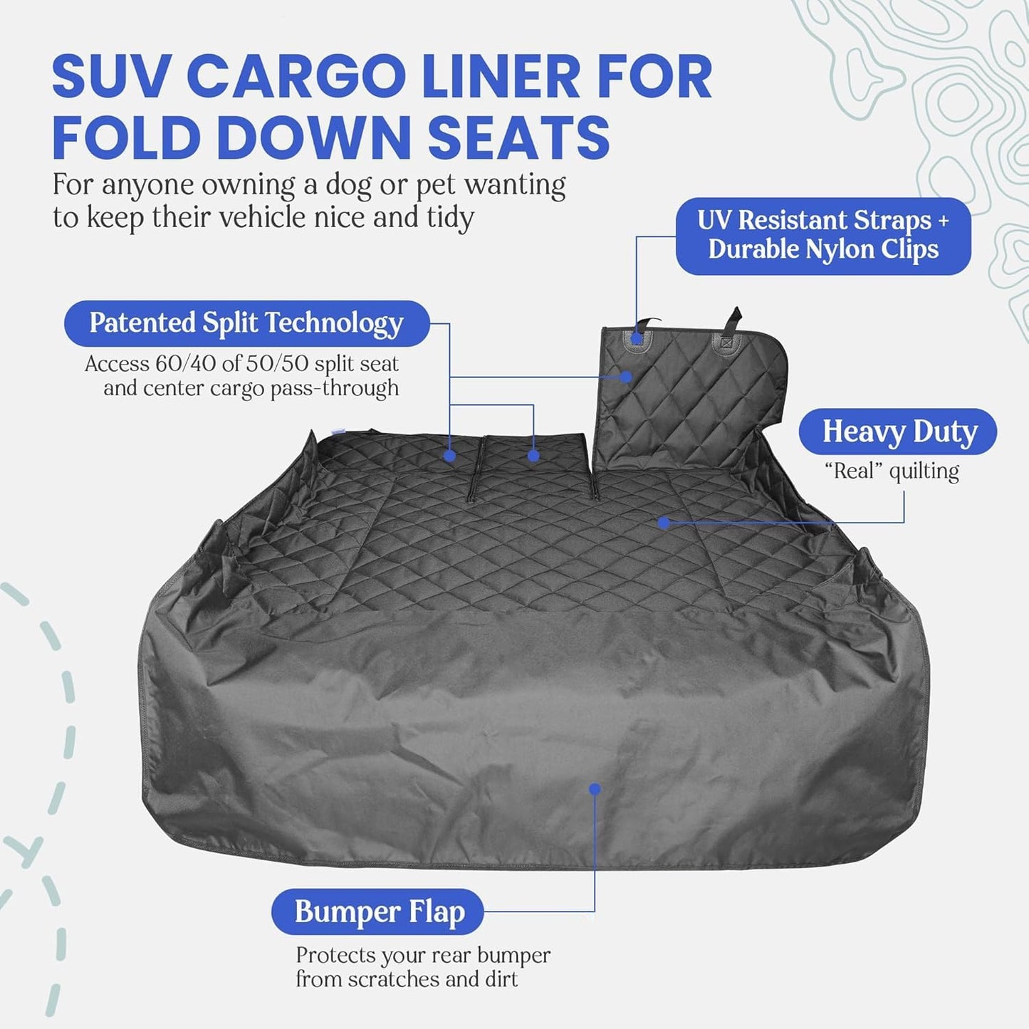 4Knines SUV Cargo Liner for Dogs, Trunk Mat for SUV, Durable Cargo Cover, Protector – Compatible with 60/40 Split Bench & Armrest Pass-Through, Waterproof, Machine Washable, Non-Slip (Large, Tan)