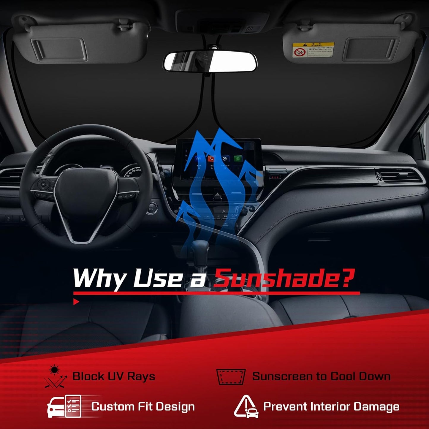 ARISMOTOR Windshield Sun Shade for Toyota Prius/Prius Prime Hatchback 2023-2025, Custom Fit Foldable Front Window Sunshade Sun Visor Protector, Block UV Rays Keep Your Car Cooler