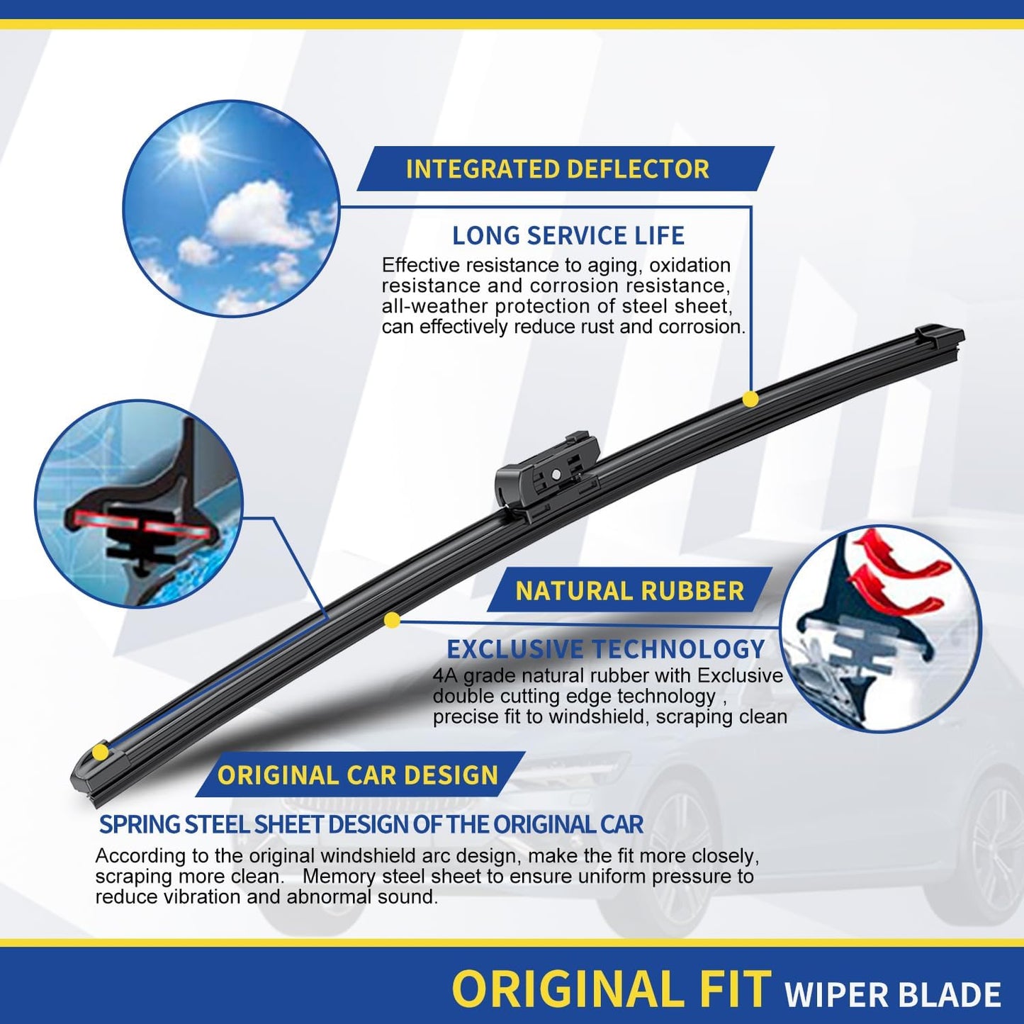 3 wipers Replacement For 2011 2012 2013 2014 2015 2016 2017 BMW X3, Windshield Wiper Blades Original Equipment Replacement - 26"+20"+13" (Set of 3) Side Lock