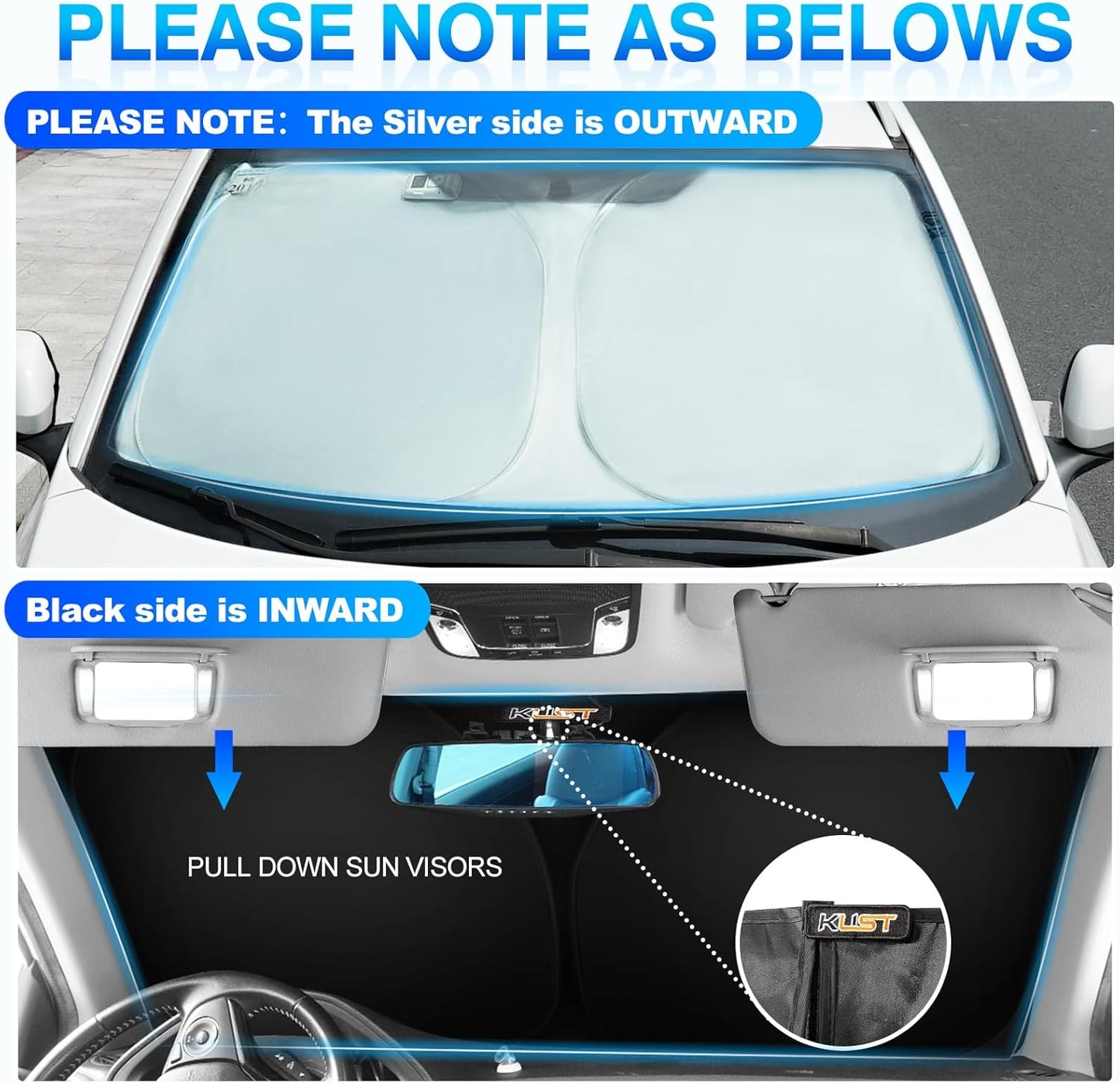 KUST Windshield Sun Shade for Rivian R1T R1S Accessories 2022-2025 2026 Sunshade Window Sun Visor Protector Foldable Blocks UV Rays Keep Your Car Cooler