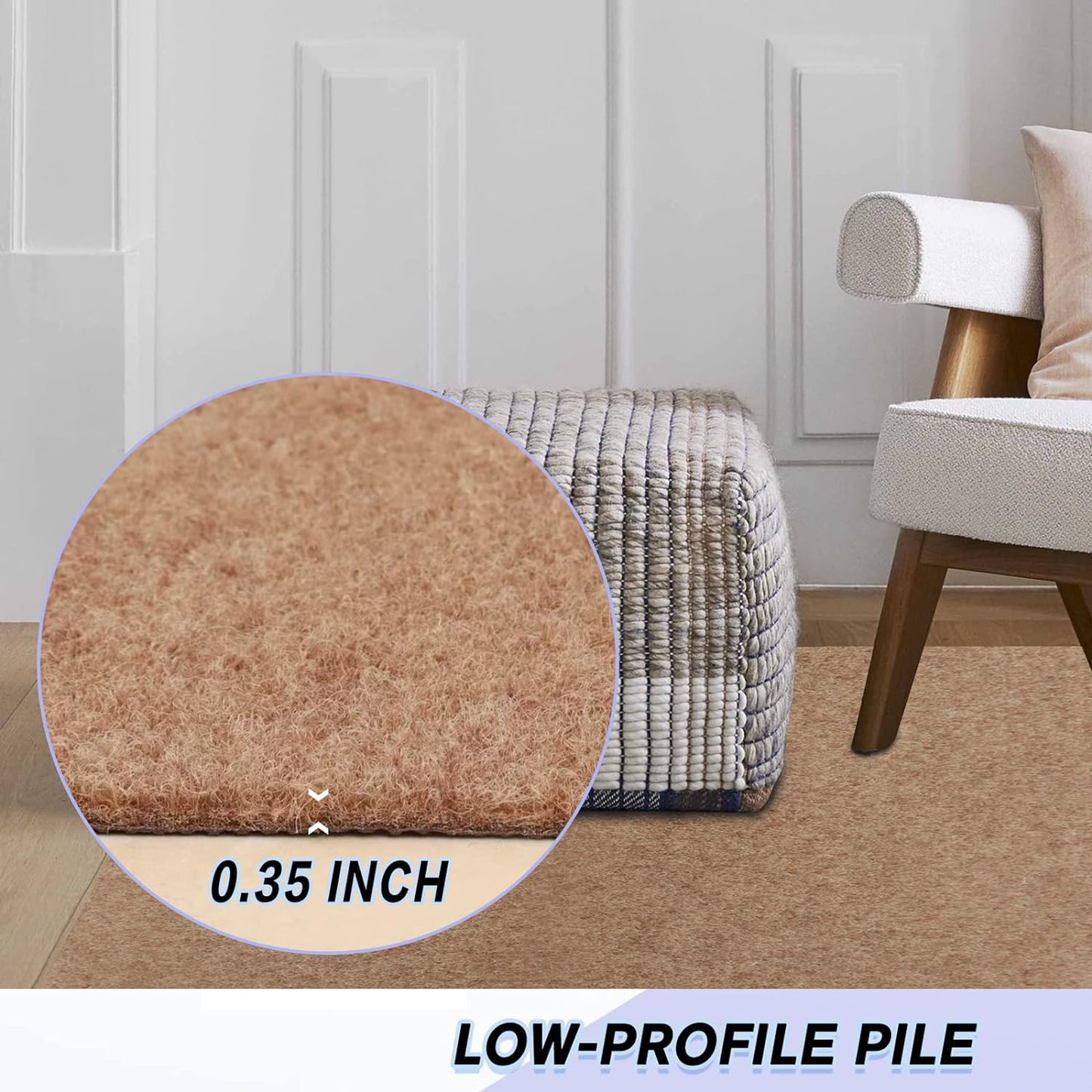 Custom Size Backed Non-Slip Area Rugs Runner, Easy Clean, Waterproof Runner Rugs for Hallway Entryway, Kitchen, Laundry, 4FT x 48FT, Beige