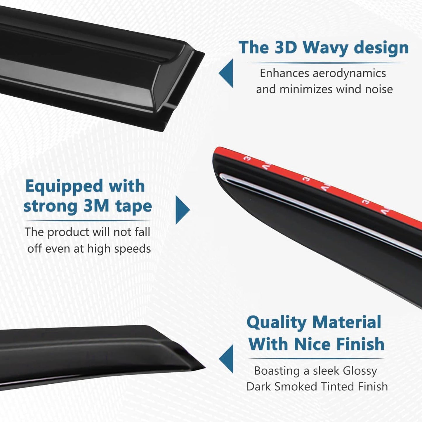 Rain Guards for 2019-2025 Dodge Ram 1500 Crew Cab (New Body Style, Includes TRX), Outside Mount Window Visors Wind Deflectors Vent Shades, 2020 2021 2022 2023 2024, Exterior Car Accessories
