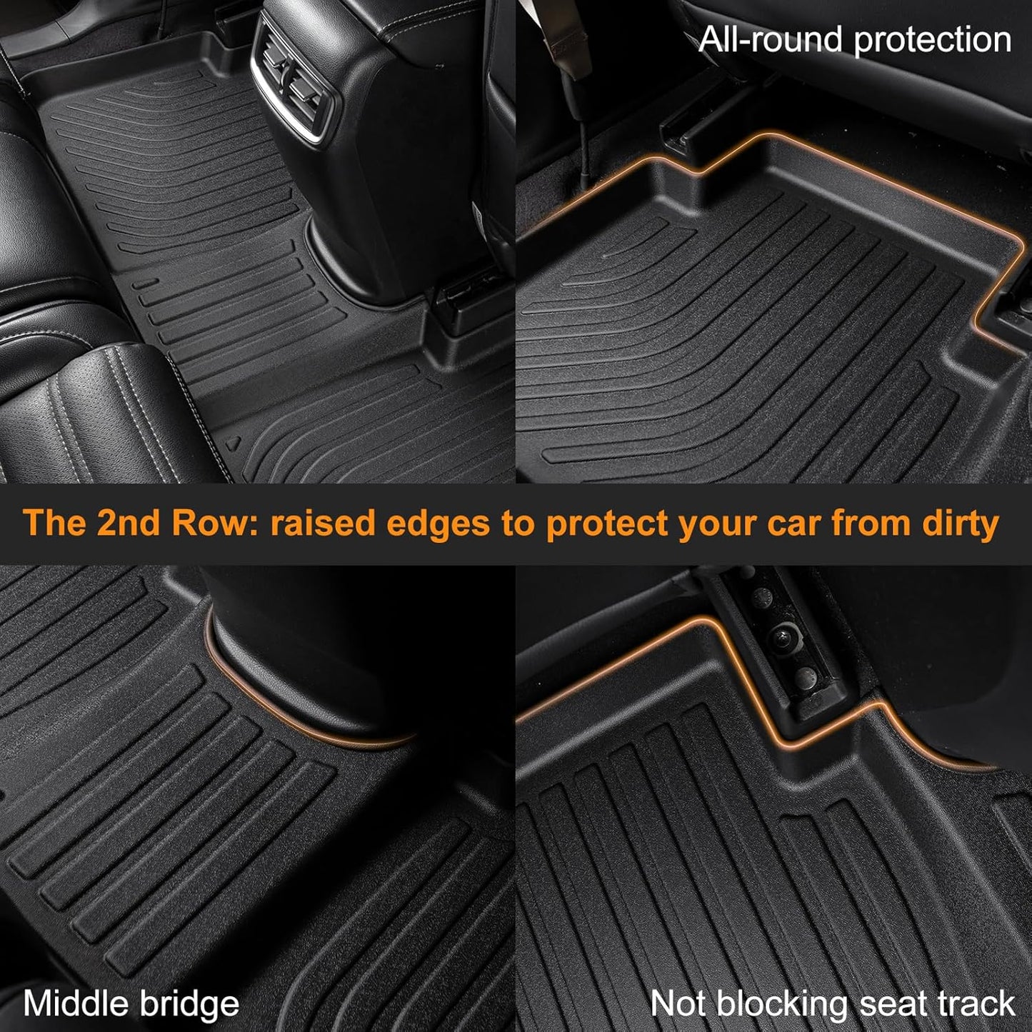 Binmotor-Floor Mats & Cargo Liner Set for Ford Escape 2013-2019, All Weather Car Floor Mat for Ford Escape Accessories, Rubber Mats TPE Car Liners Escape Trunk Liner Trunk Mat
