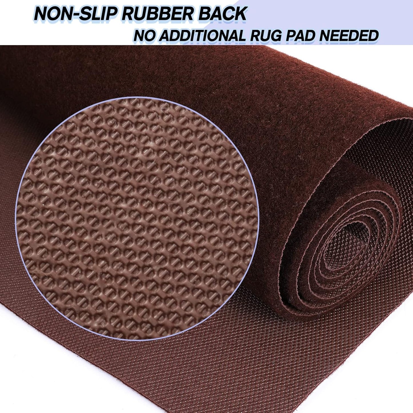 Custom Size Backed Non-Slip Area Rugs Runner, Easy Clean, Waterproof Runner Rugs for Hallway Entryway, Kitchen, Laundry, 4FT x 10FT, Brown