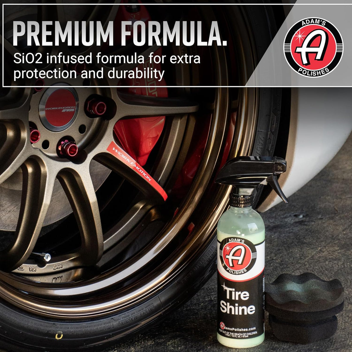 Adam's Polishes Tire Shine 5 Gal - Spray Tire Dressing W/ SiO2 For Non Greasy Car Detailing | Use W/Tire Applicator After Tire & Wheel Cleaner | Tire Ceramic Coating Car Wax Like Tire Protection