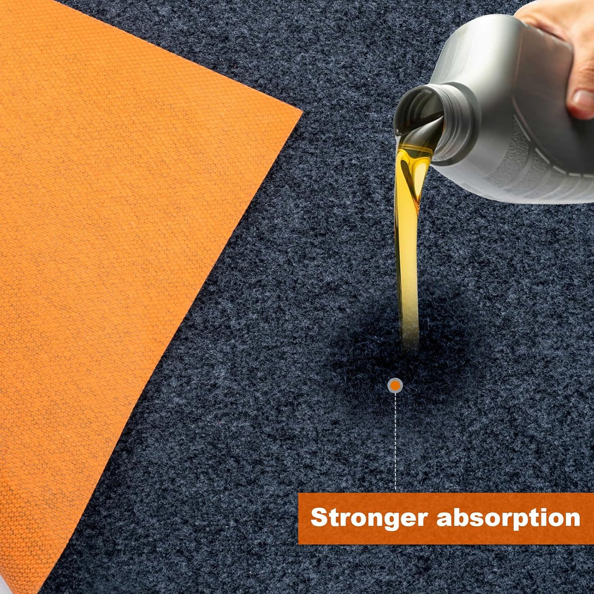 8.5 * 6.6 Ft Heavy Duty Oil Spill Mat, 6.5mm Thickened Large Garage Floor Mat for Under Car, 1/4" Waterproof Rubber Backing Absorbs Oil Quickly, Washable, Reusable, Durable, Non-Slip