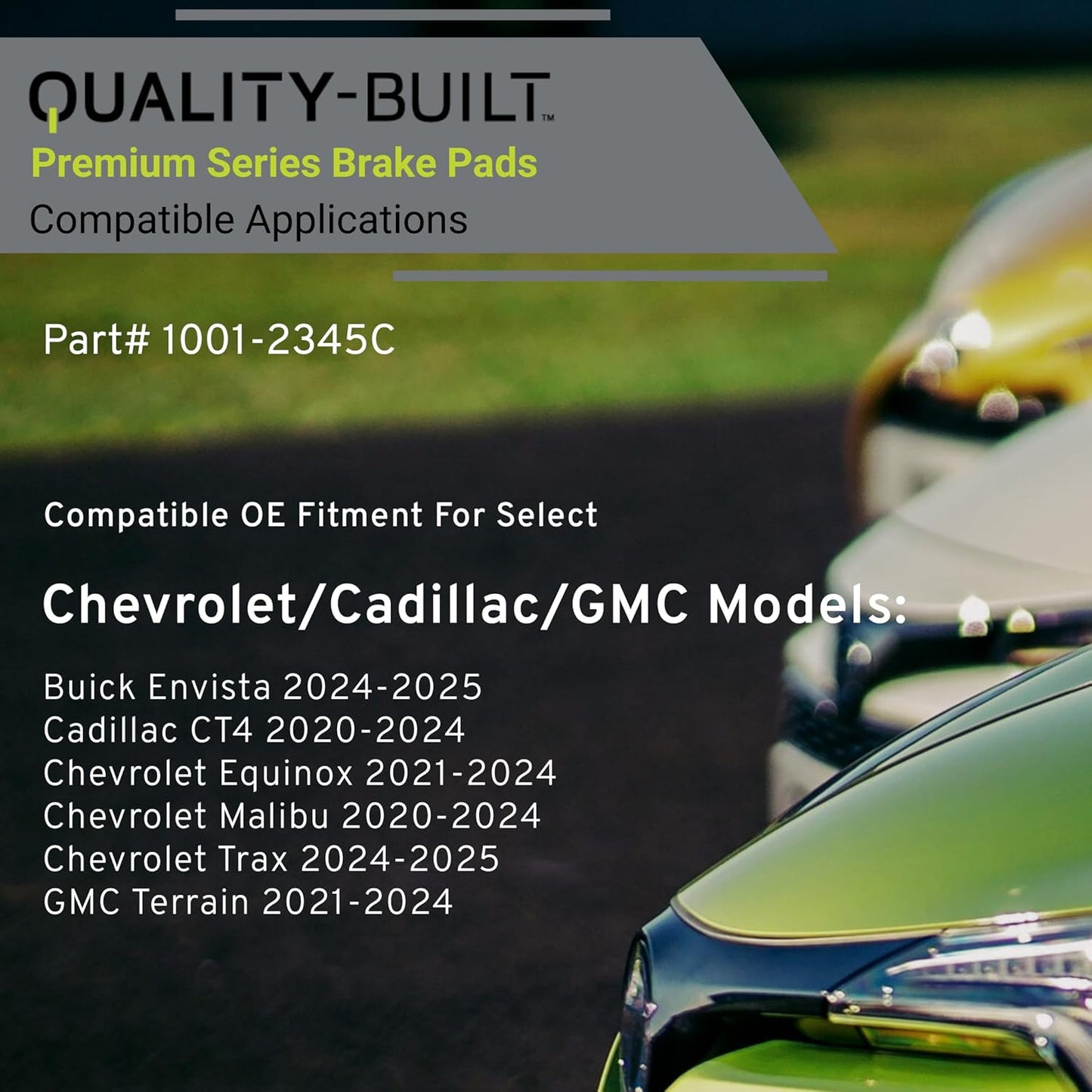 Premium Ceramic Front Brake Pads (1001-2345C) Compatible with Cadillac CT4 2024-2020, Chevrolet Equinox 2024-2021, Malibu 2024-2020, Trax 2025-2024, GMC Terrain 2024-2021 & More