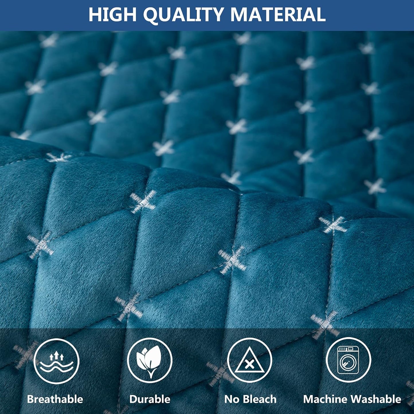 Eismodra Couch Cover,Sectional Couch Covers,Sofa Covers for 3 Cushion Couch,Anti-Slip Sofa Slipcovers for Dogs Cats Kids Loveseat Recliner L Shaped Armrest Backrest,Blue 36''x47''(Only 1 Piece)