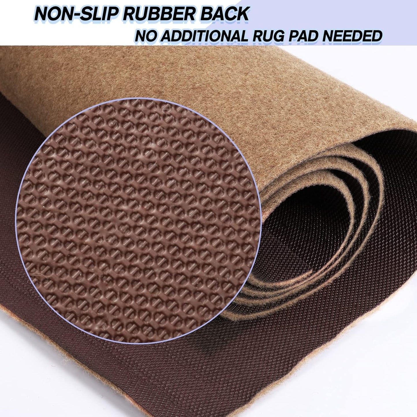 Custom Size Backed Non-Slip Area Rugs Runner, Easy Clean, Waterproof Runner Rugs for Hallway Entryway, Kitchen, Laundry, 4FT x 48FT, Beige