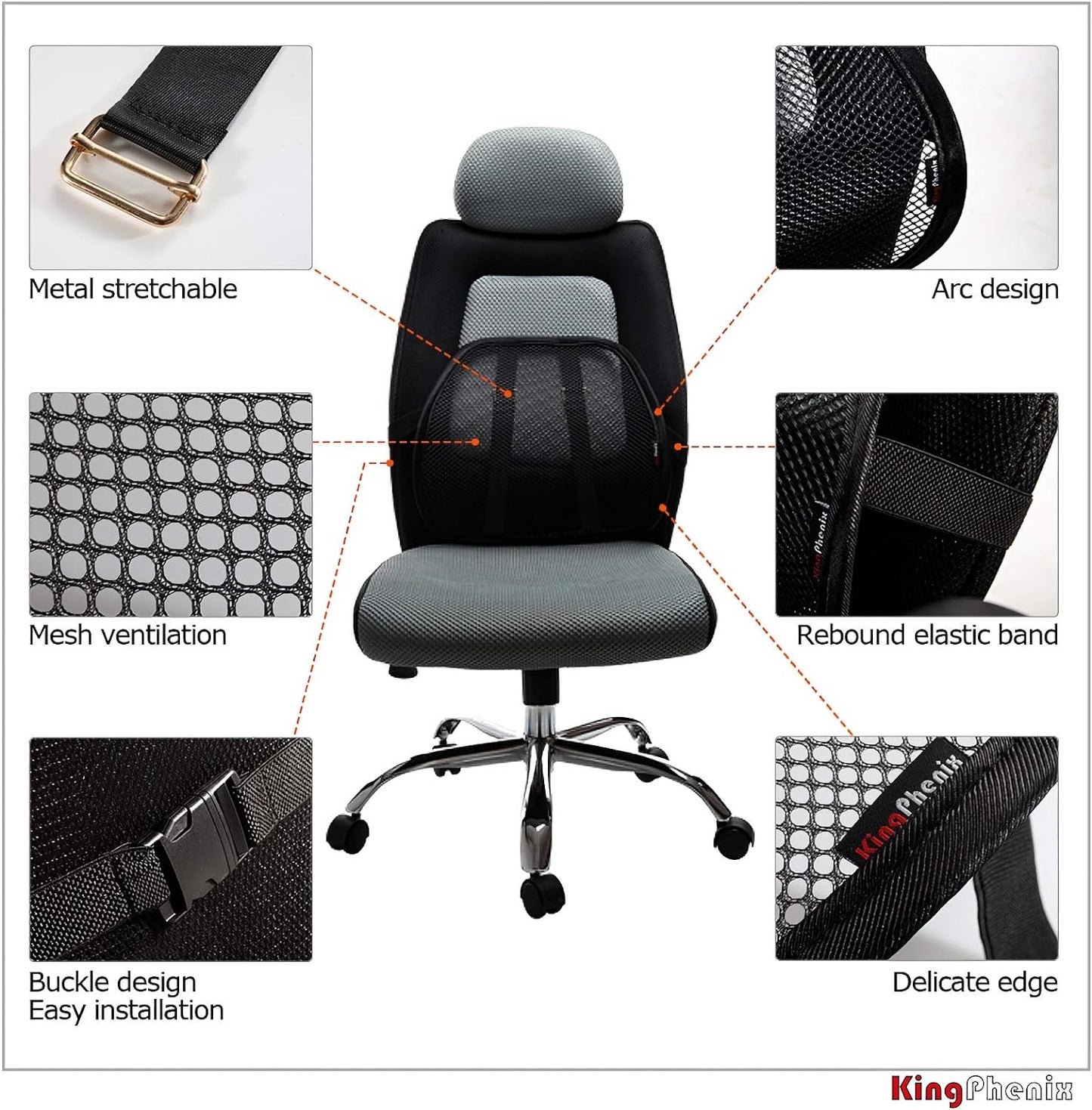 kingphenix Lumbar Support (2 Pack) with Breathable Mesh, Suit for Car, Office Chair