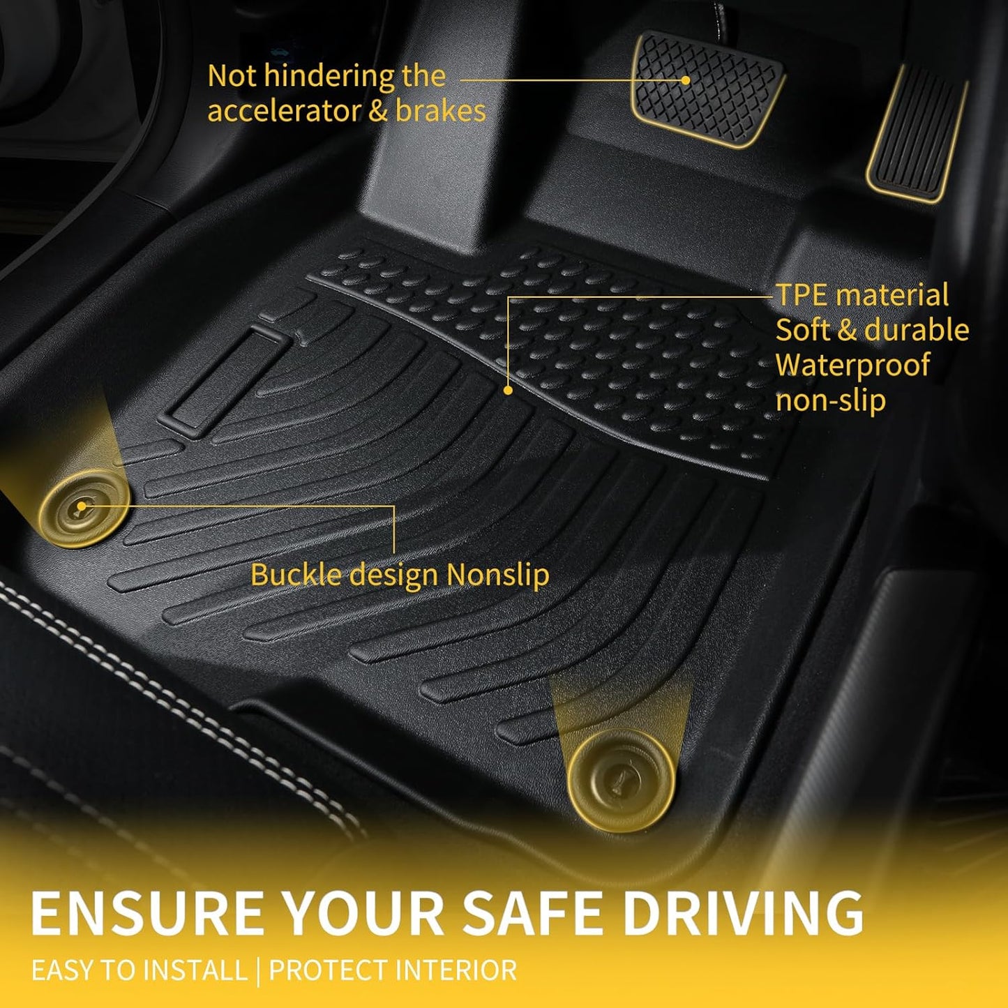 GINOWY-Floor Mats for Acura TLX 2021-2024 2025 All Weather Car Floor Mats TLX 2024 Waterproof Easy to Clean TLX Floor Liners Accessories Black