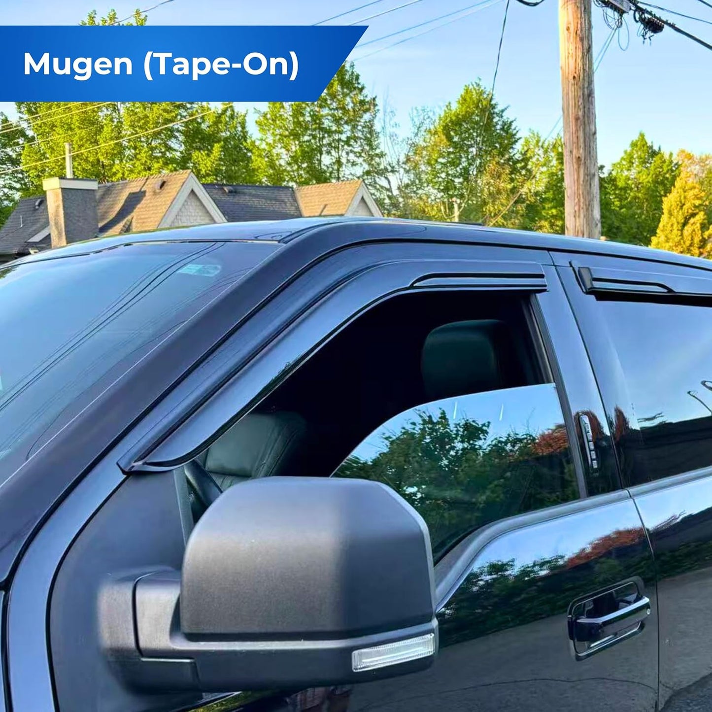 KPY Window Visor Compatible with Nissan Versa Sedan 2012-2019 (Excludes Hatchback), 4PC Rain Guard Side Window Vent Deflectors Tape-On Mugen Style, 2012 2013 2014 2015 2016 2017 2018 2019