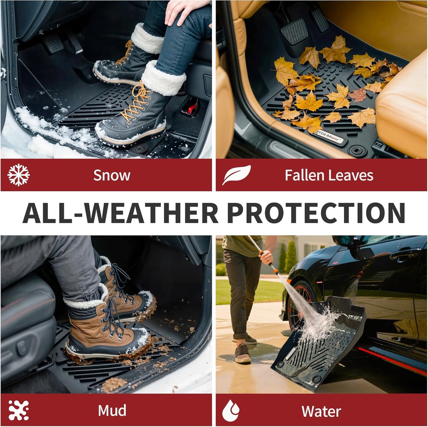 YITAMOTOR Floor Mats TPE-LITE Compatible with 2013-2018 Toyota RAV4 Standard Models (Nor for Hybrid or Prime),Custom Fit 1st & 2nd Row Floor Liners,All-Weather Protection Black