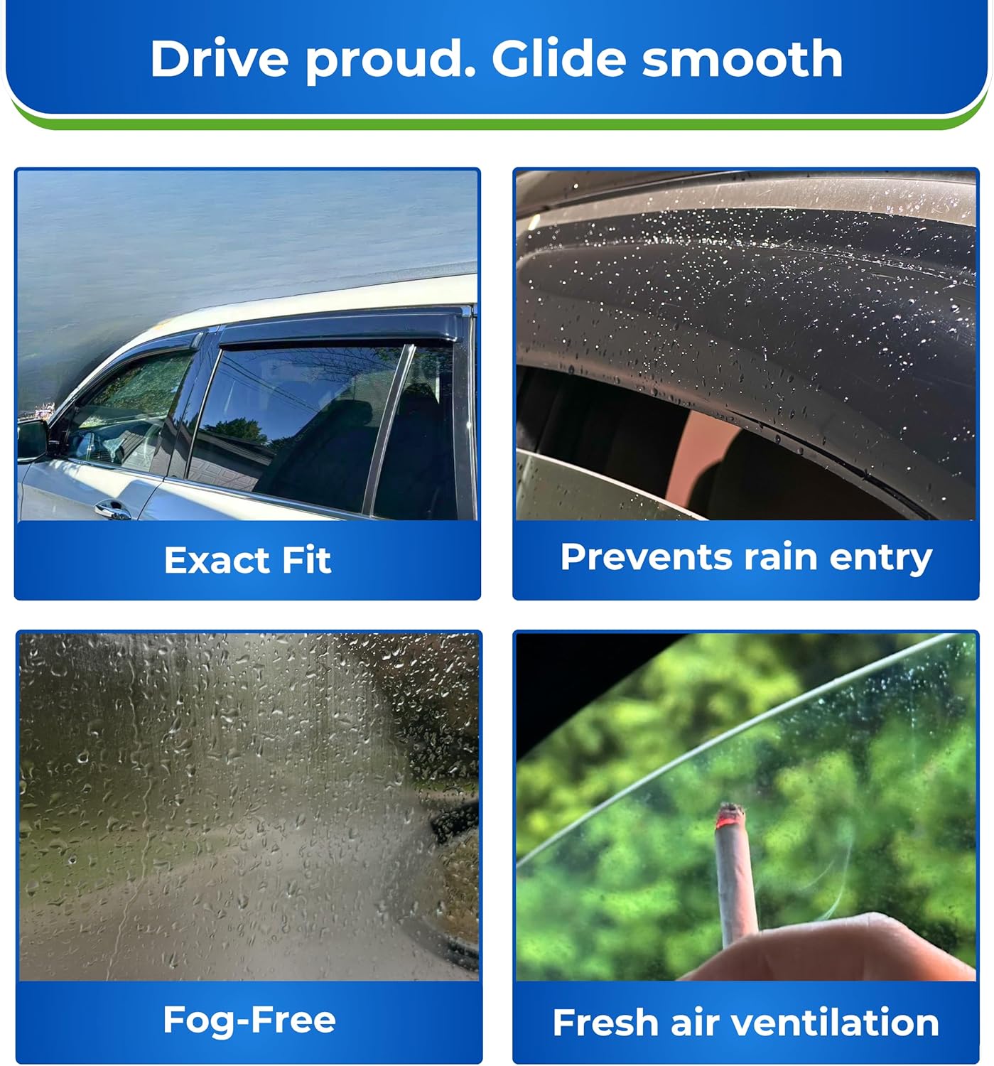 KPY Window Visor Compatible with BMW 3 Series 2012-2018 320i 328i 335i 340i Sedan, 4PC Rain Guard Side Window Vent Deflectors Tape-On Style, 2012 2013 2014 2015 2016 2017 2018 (323 325 328 330 335 M3)
