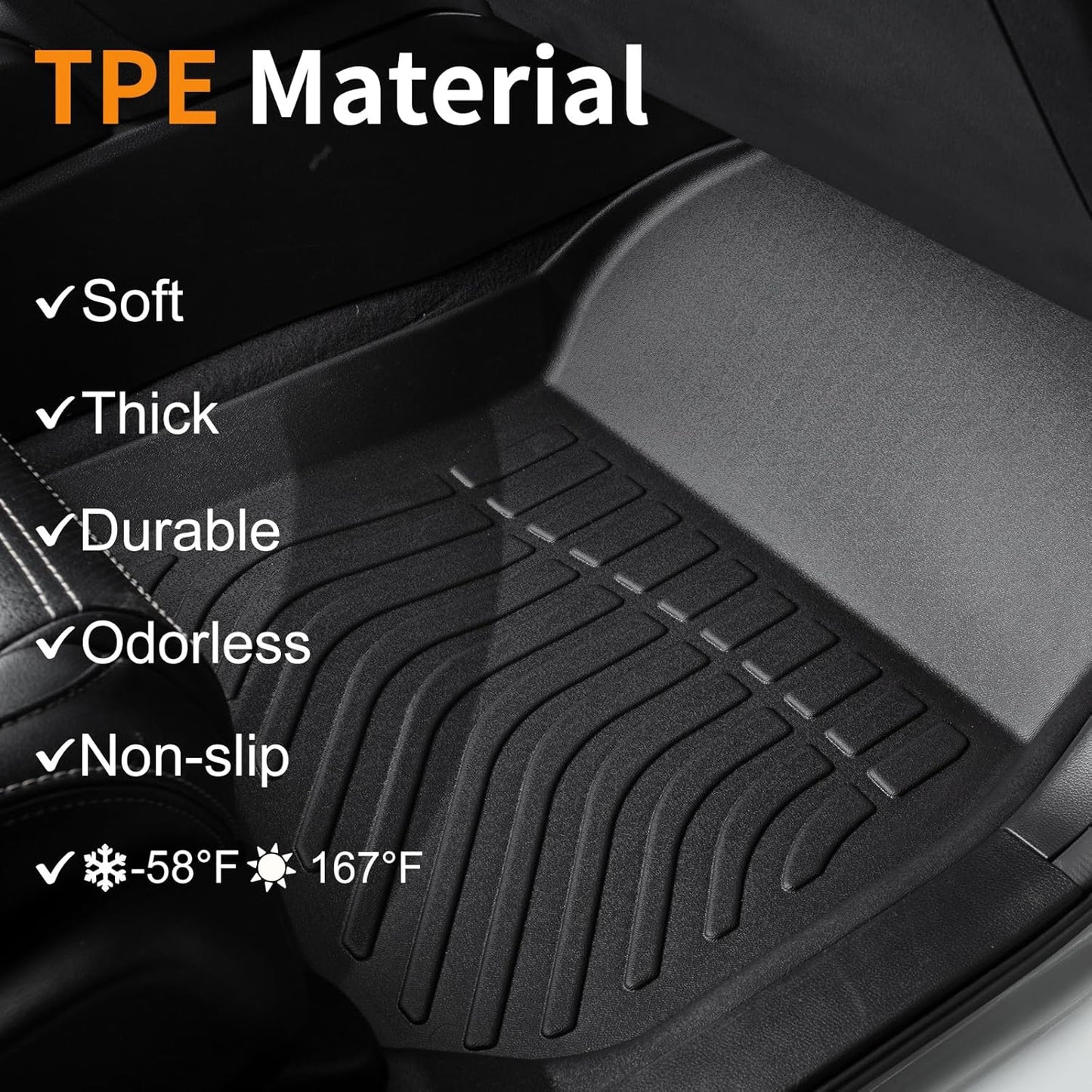 Binmotor-All Weather Car Floor Mats for 2019-2024 2025 BMW X7 40i, M50i, M60i (only fit 6 Passenger),3 Rows with Cargo Mat Set for X7,TPE Rubber Liners for X7 Accessories Mats Trunk Mat-Black