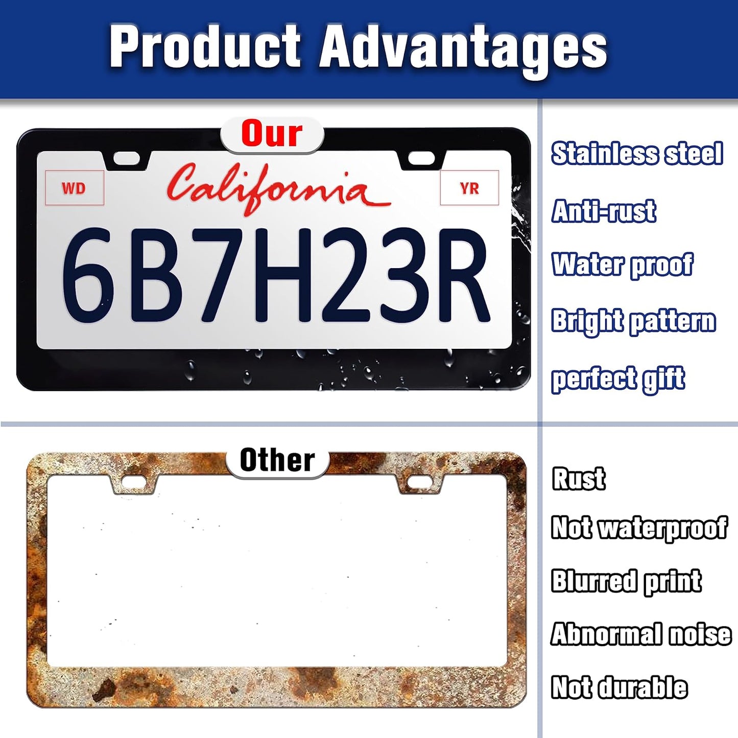 Red Moon Butterfly License Plate Frame Night Forest License Plate Holders Funny Stainless Steel Auto Accessory Bracket 2 Hole with Screws Universal Us Car License Plate Frames 6x12 Inch for Women Men