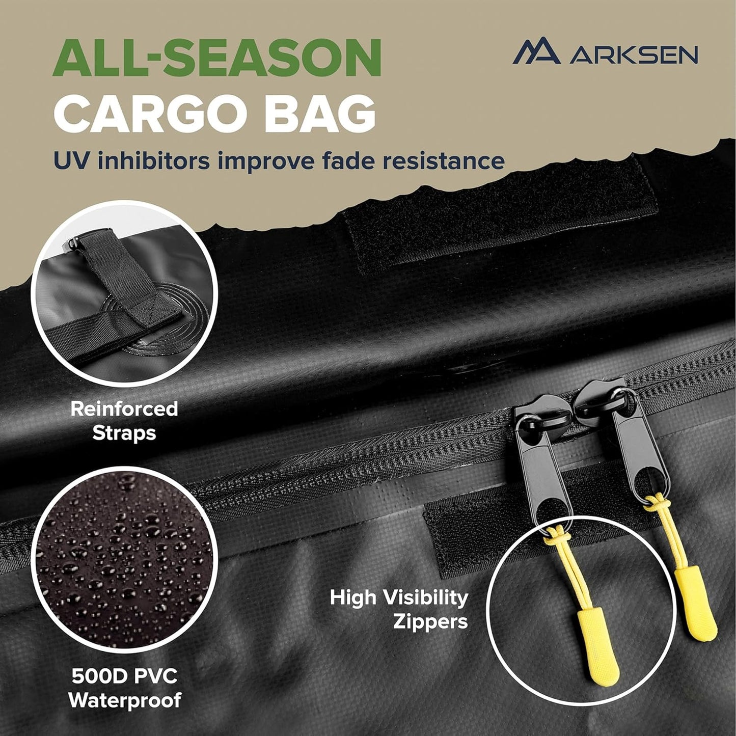 ARKSEN 43 x 39 x 6 Inch Universal 150LB Heavy Duty Roof Rack Cargo with 500D PVC Waterproof Cargo Bag, Car Top Luggage Holder Carrier Basket with Extension for SUV, Truck, & Car Steel Construction