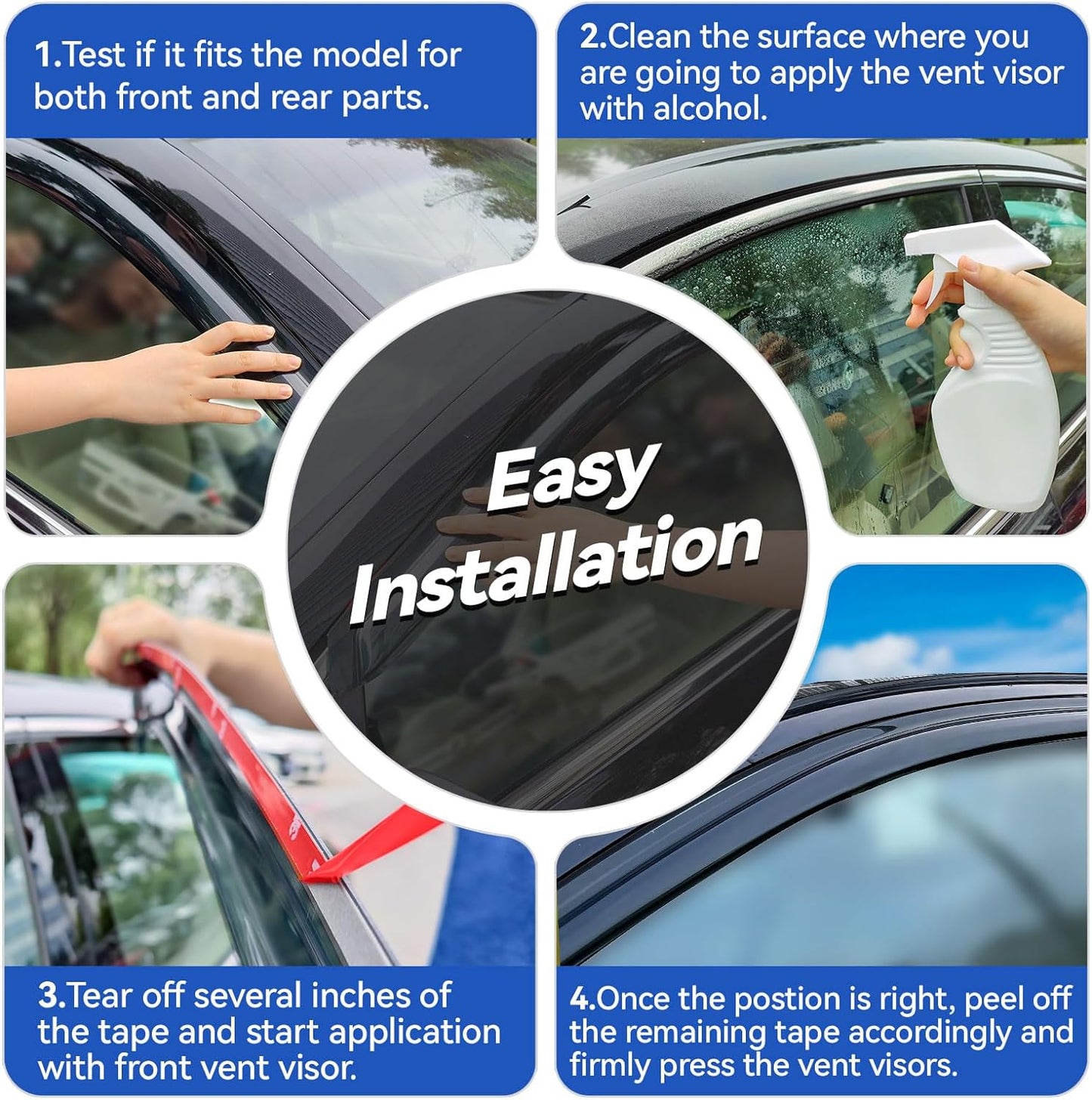Window Visors Rain Guards Shield for 1992-1996 Toyota Camry, Out-Channel Window Vent Wind Deflectors Visors Shades for 92-96 Camry
