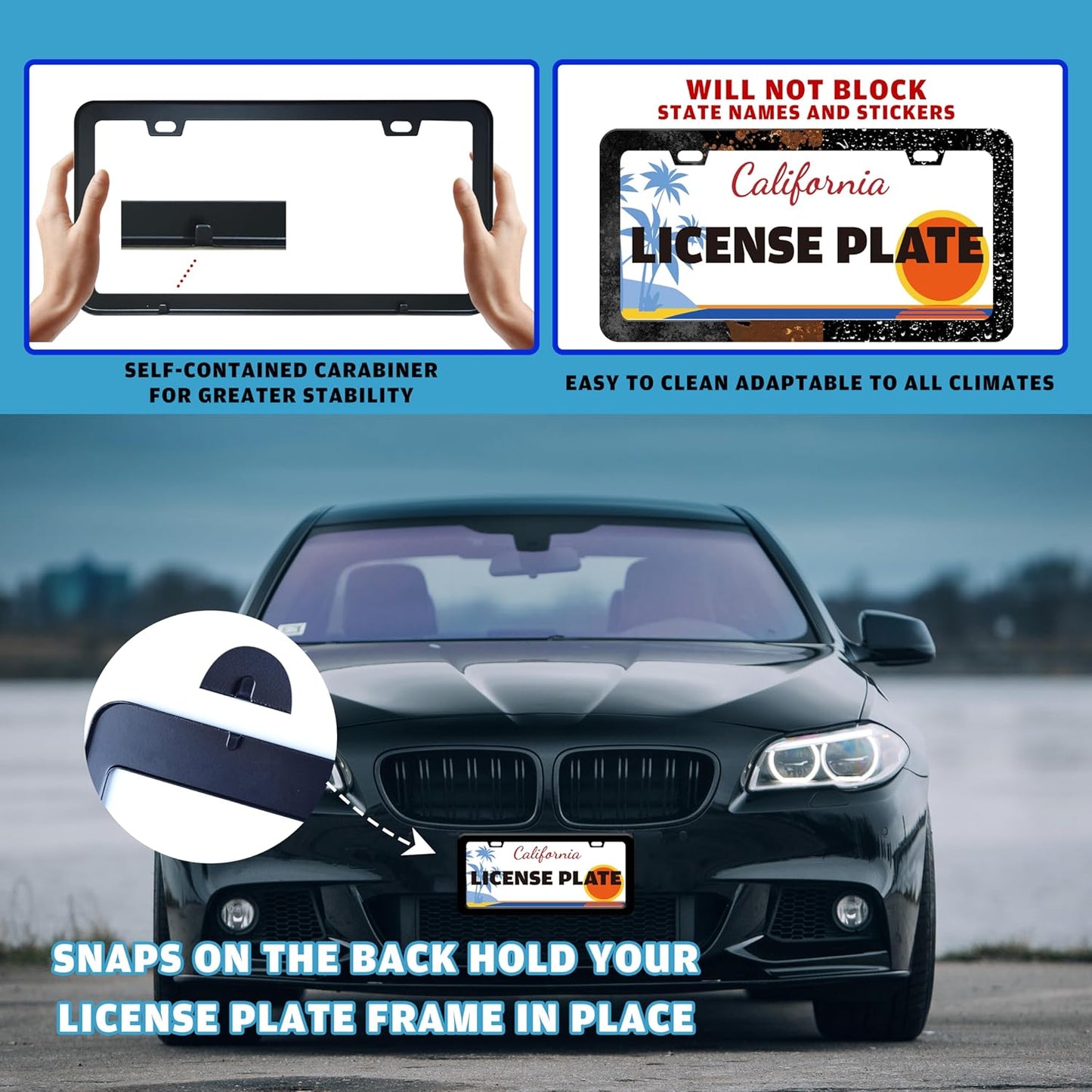 Beautiful Colorful Butterfly License Plate Frame Funny Watercolor License Plate Holder for Front or Rear Car Tags Stainless Steel Car Decoration with Screws 6.3 X 12.2 in