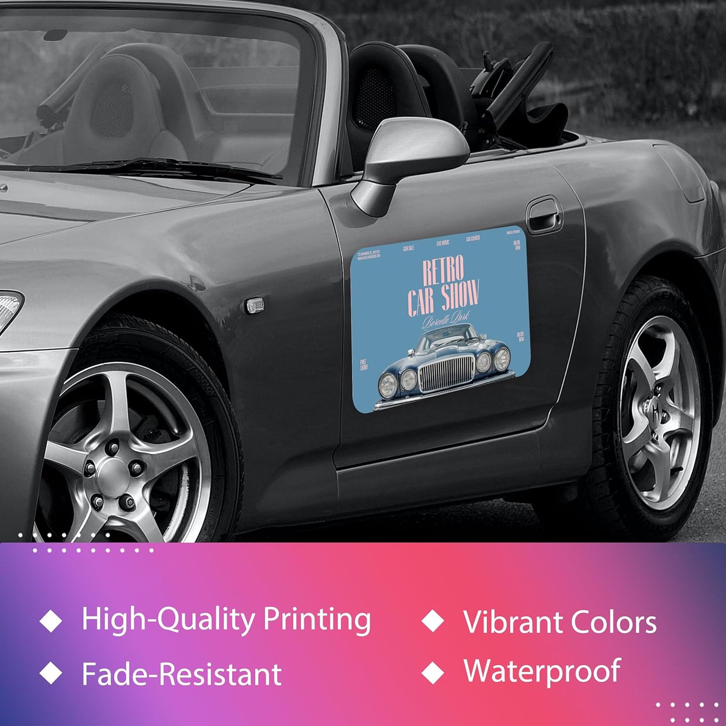 Custom Car Magnet for Business 2 Pack | Personalized Logo, Text, and Image Reflective Magnetic Signs for Vehicles | Effective Advertising Signs | Various Size | Weather-Resistant - 24x36in