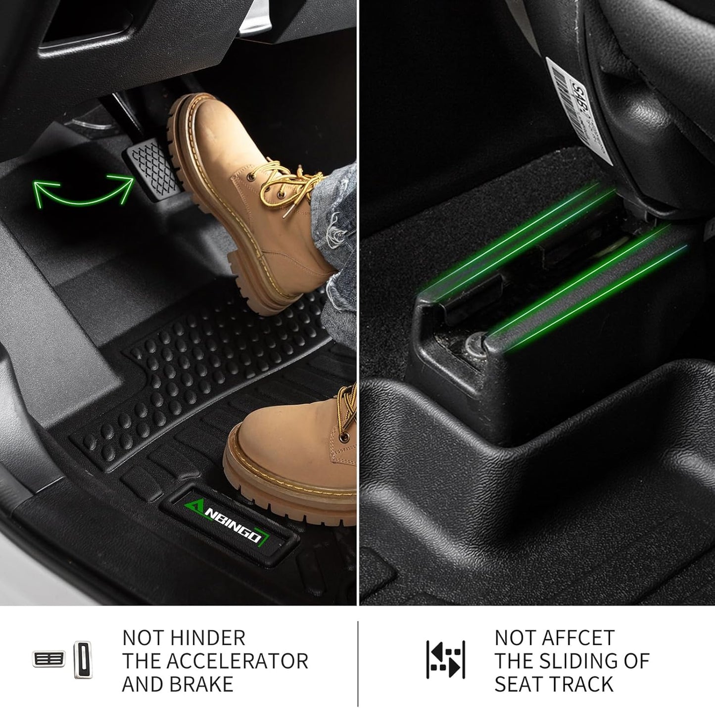 ANBINGO-Floor Mats Fits 2014-2018 Silverado/Sierra 1500, 2015-2019 2500/3500 HD, Double Cab Only, Custom Fit Silverado Floor mats, All Weather Protection Silverado1500 Double Cab Accessories