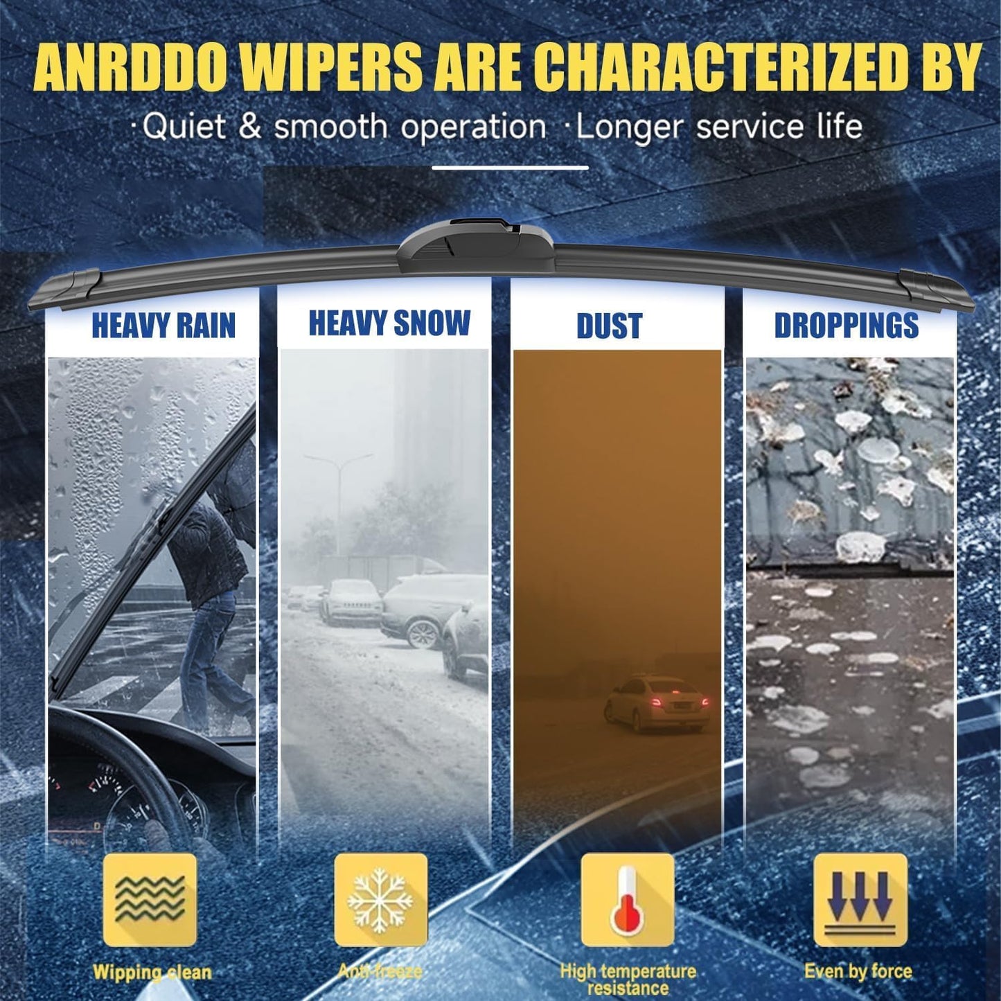3 Wipers Replacement For 2014 2015 2016 2017 2018 2019 2020 2021 2022 2023 Nissan Rogue Windshield Wiper Blades Original Equipment Replacement - 26"+17"+12" (Set of 3) U/J HOOK
