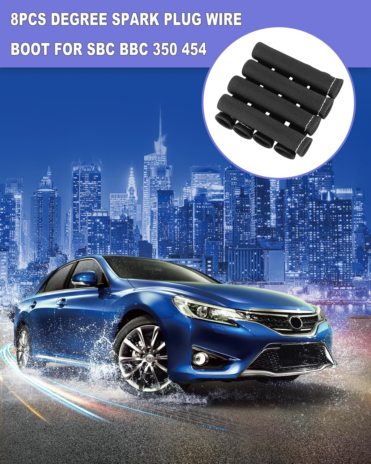 Spark Plug Wire Boots Protector - 8 PCS 2500° Spark Plug Heat Sleeve, 6 Inches Spark Plug Wire Heat Shield Protection Cover Replacement for LS1 / LS2 SBC BBC 350 454 Car Truck, Black