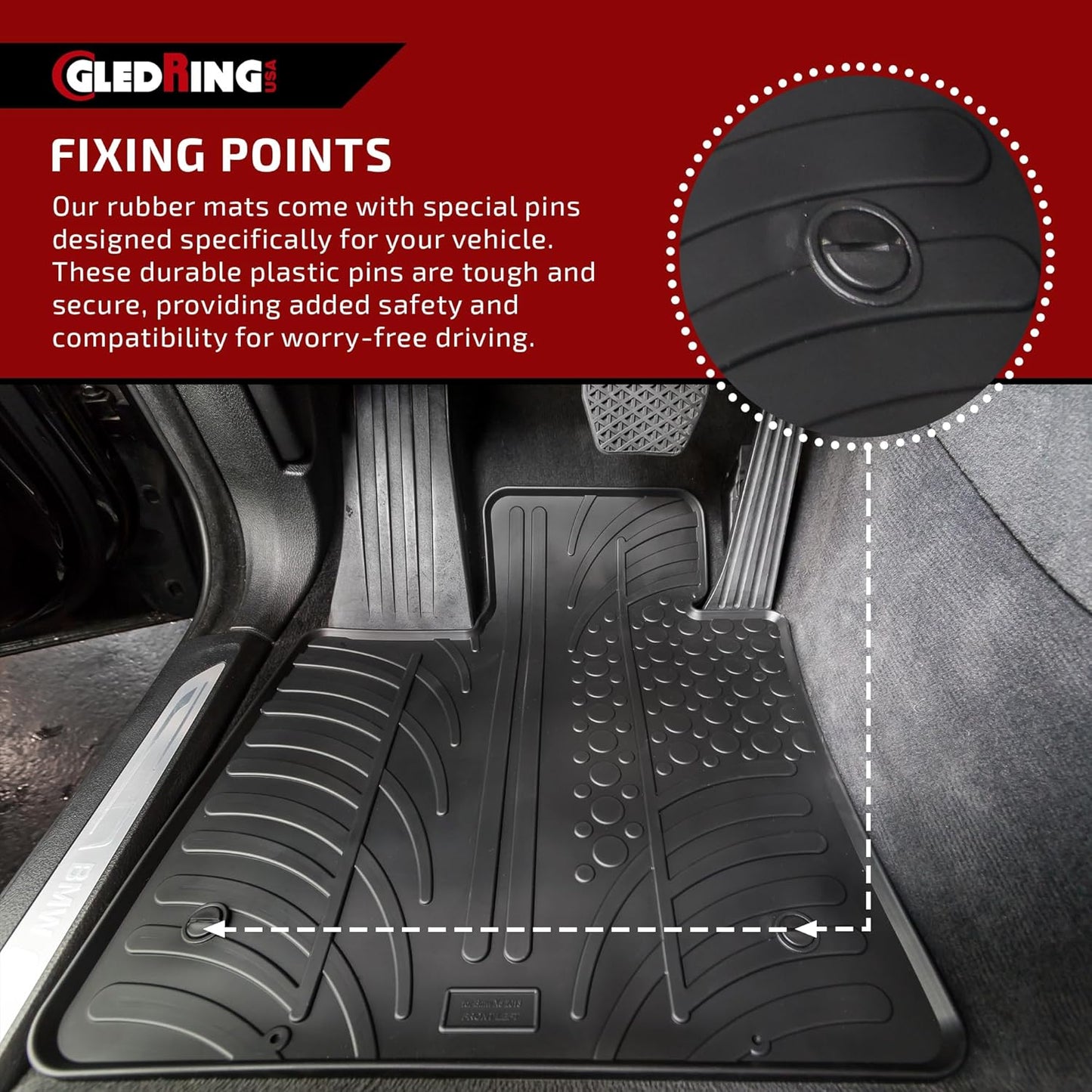 Gledring USA Custom Fit All-Weather Rubber Floor mats Compatible with Land Rover LR4 2009-2016, No Trimming Required, Tailored Custom Fit, Protects from Rain, Mud and Snow