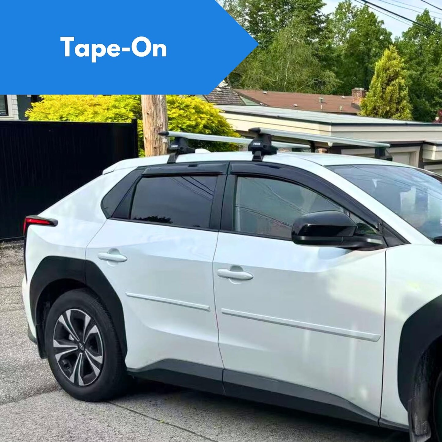 KPY Window Visor Compatible with Toyota Prius C 2012-2019 (Model C Only), 4PC Rain Guard Side Window Vent Deflectors Tape-On Style, 2012 2013 2014 2015 2016 2017 2018 2019