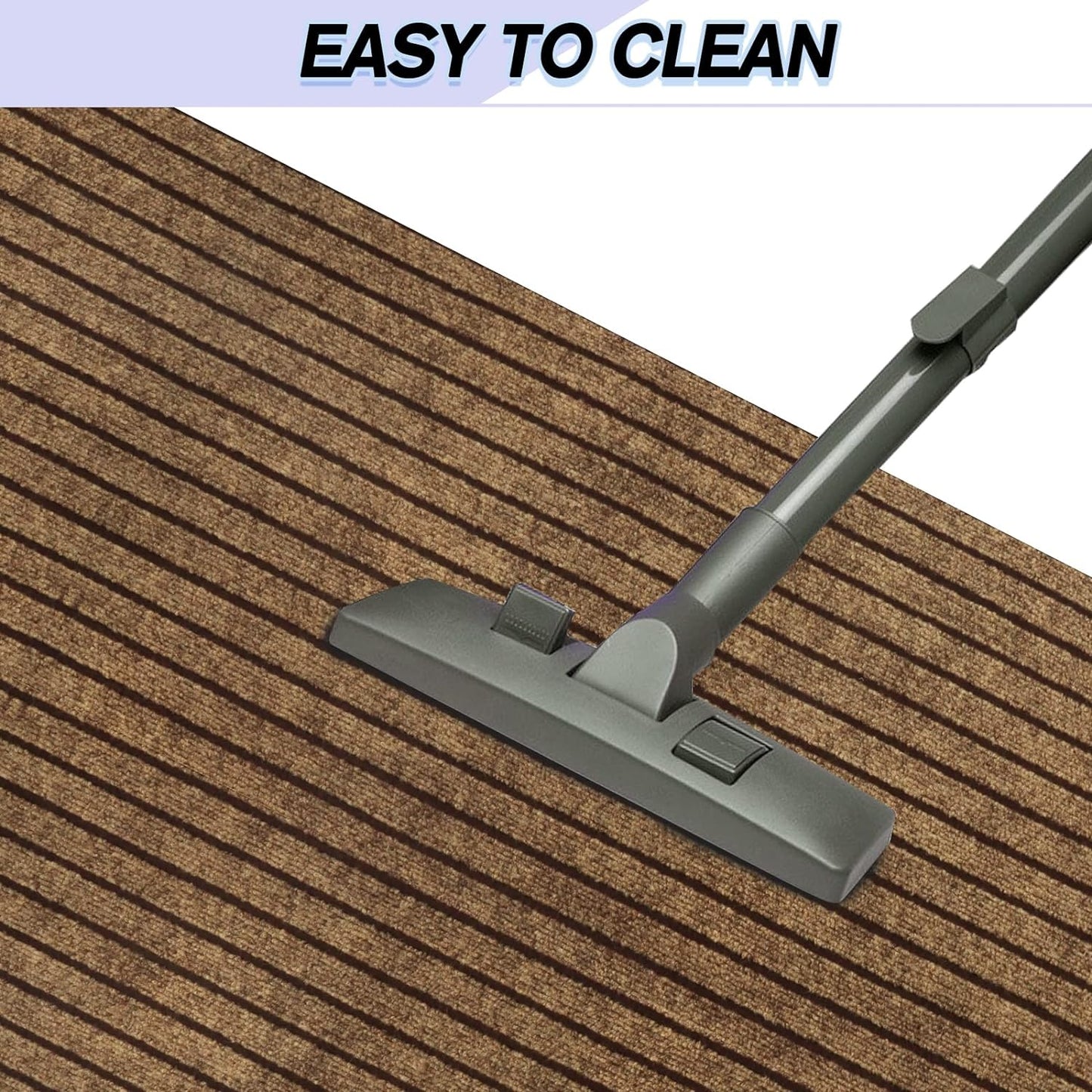 Custom Size Backed Non-Slip Area Rugs Runner, Easy Clean, Waterproof Runner Rugs for Hallway Entryway, Kitchen, Laundry, 2FT x 29FT, Brown Stripe