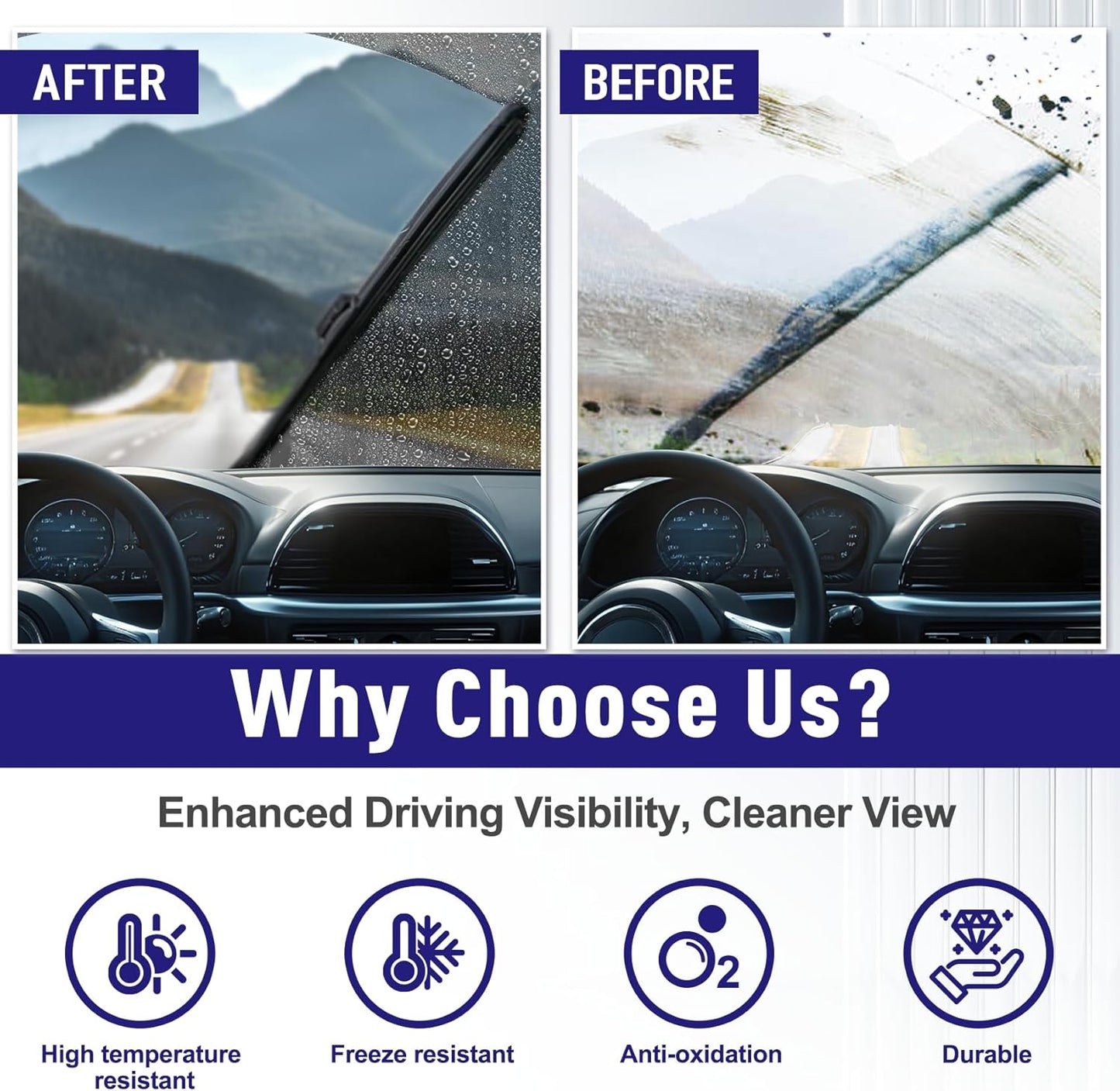 AJK Wiper Blades for Chevrolet Malibu 2013 2014 2015, 2 Piece All Weather OEM Quality Automotive Replacement Windshield Wiper Blades for My Car