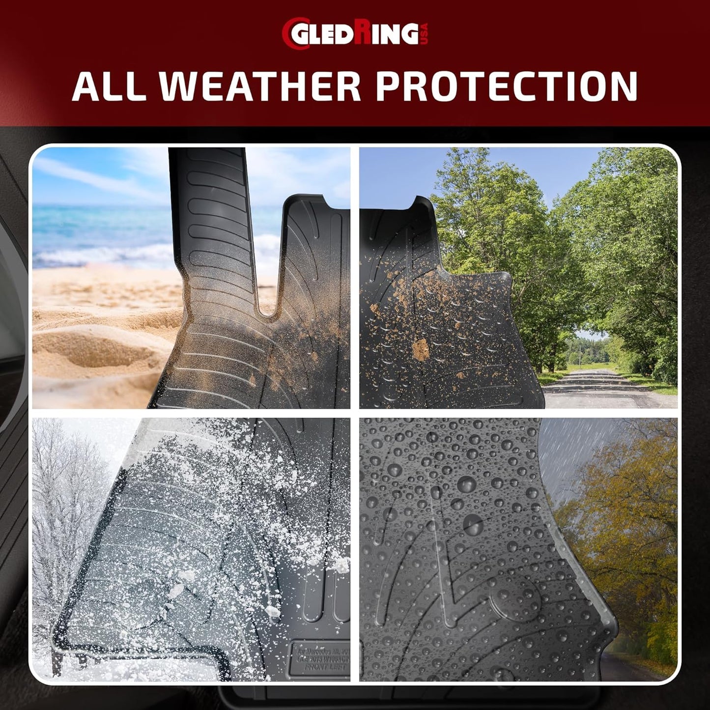 Gledring USA Custom Fit All-Weather Rubber Floor Mats Intended for Range Rover Sport 2014-2022, No Trimming Required, Tailored Custom Fit, Protects from Rain, Mud, & Snow