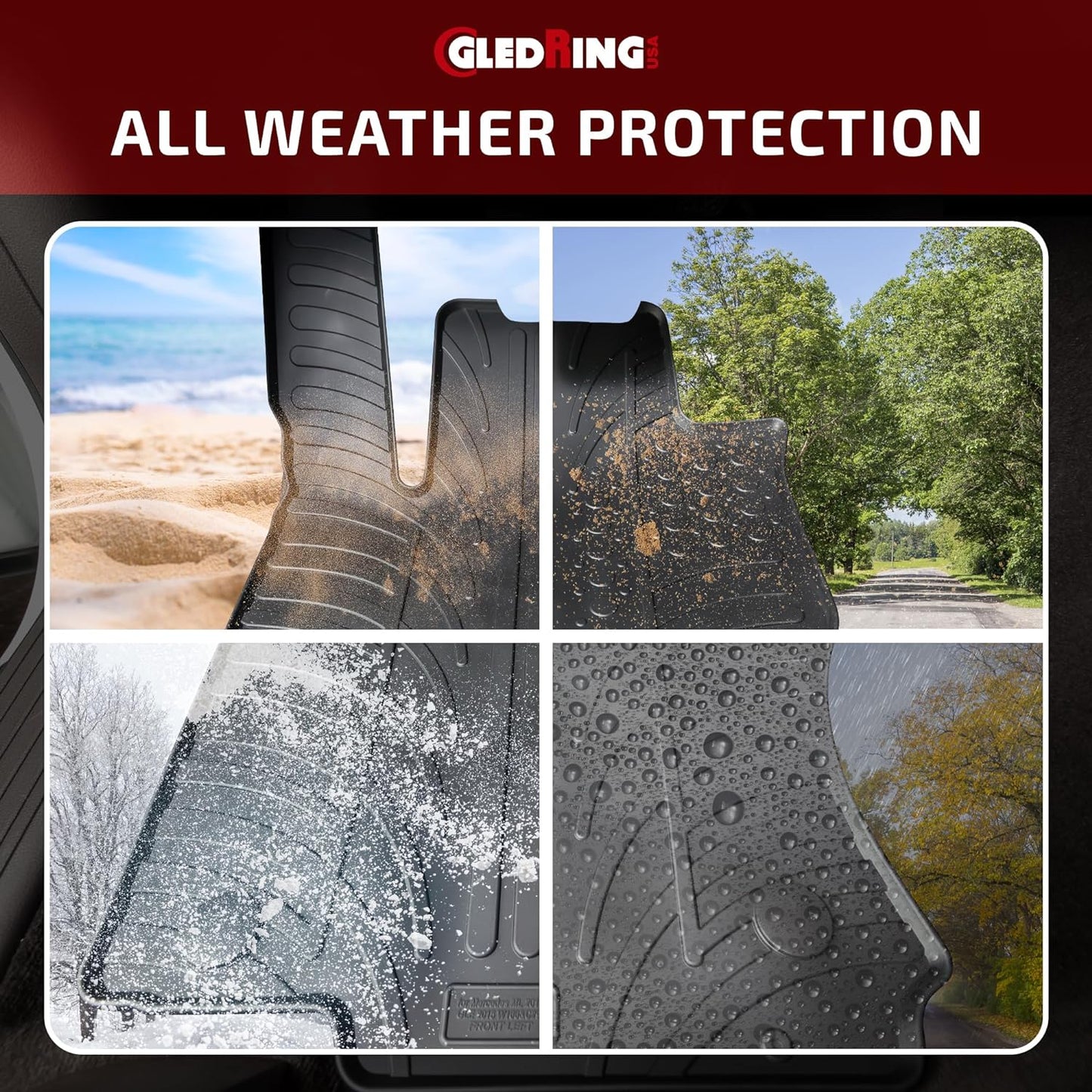 Gledring USA Custom Fit Rubber Mats Combo Pack Intended for Land Rover Range Rover Evoque (L551) 2019-2025, No Trimming Required, All-Weather, Protects from Rain, Mud, & Snow