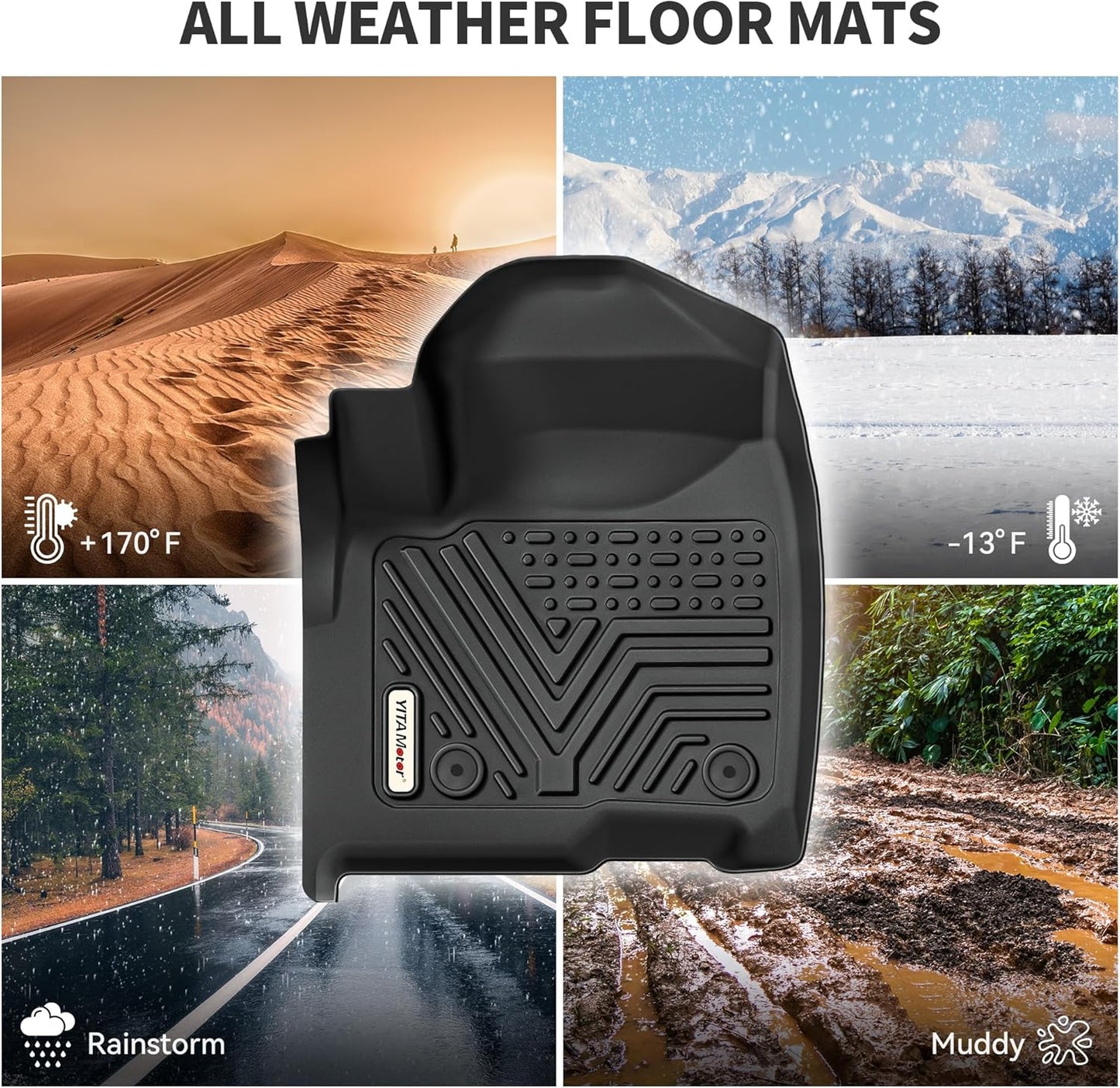 YITAMOTOR Floor Mats Compatible with 2021-2025 Ford Bronco Sport, All Weather Protection Custom Fit Black 2 Row Floor Mats Liner Set