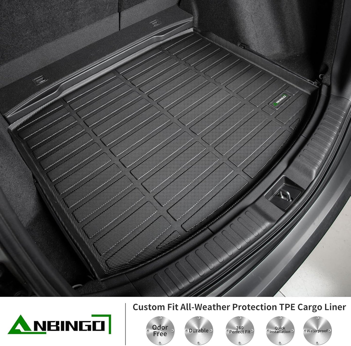 ANBINGO®-Floor Mats for Nissan Rogue Sport 2017-2022 (Only for Cargo Tray Highest Position) All Weather Rogue Sport Floor Liners Set Accessories Black (Trunk Mat+Floor Mats)